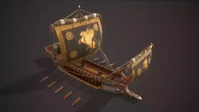 Ancient Ship 01 Low-poly 3D model