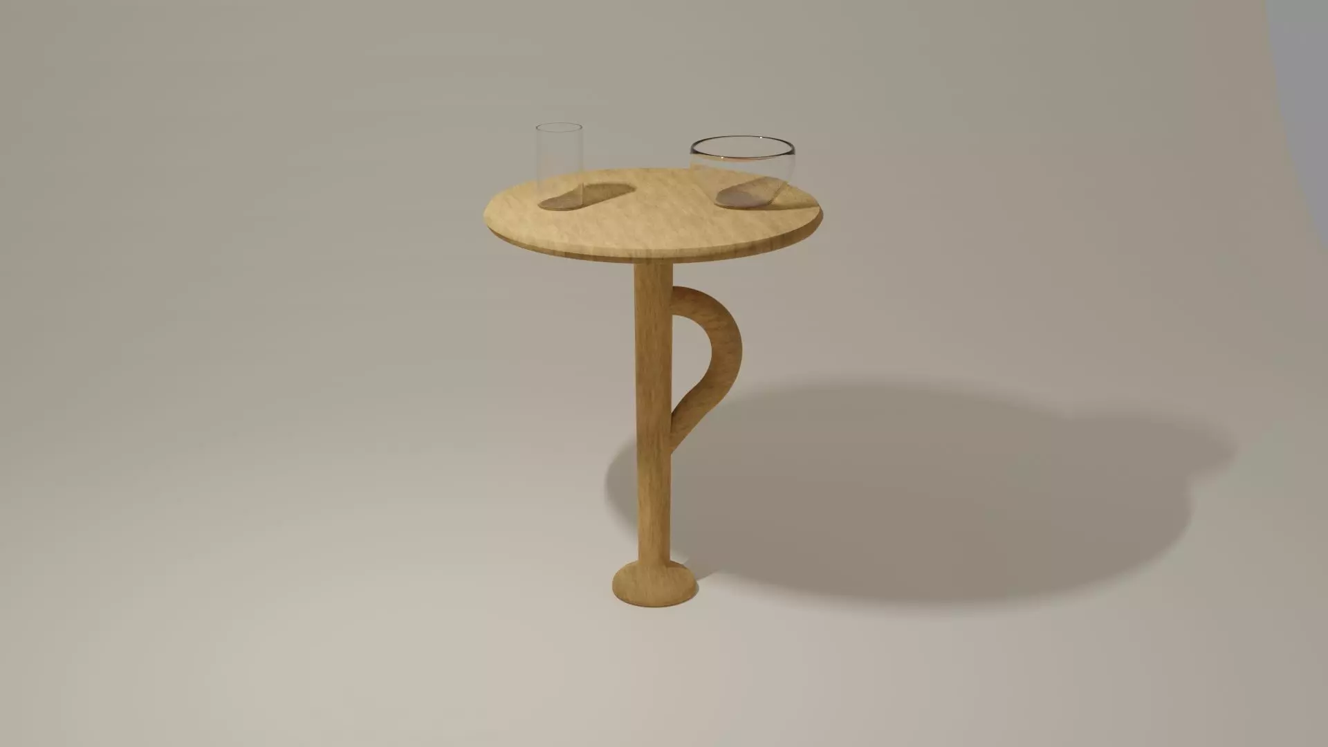 3D Vintage Single Hand Table Transparent Glass and Bowl Model 3D model_0