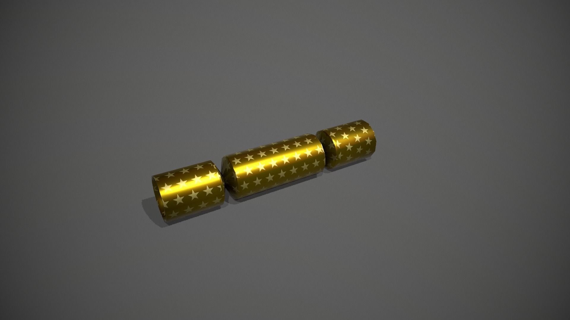 Gold and Gold Stars Christmas Cracker Low-poly 3D model_7
