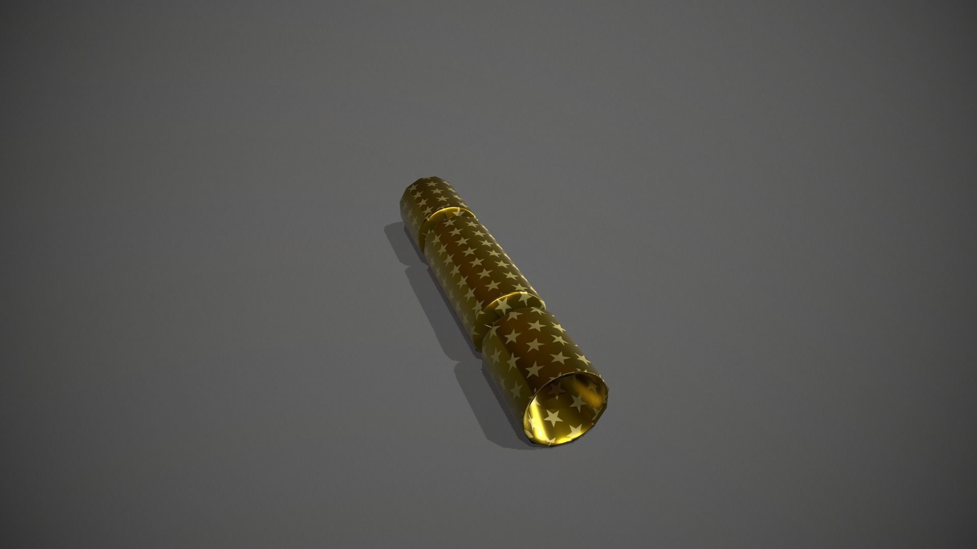Gold and Gold Stars Christmas Cracker Low-poly 3D model_4