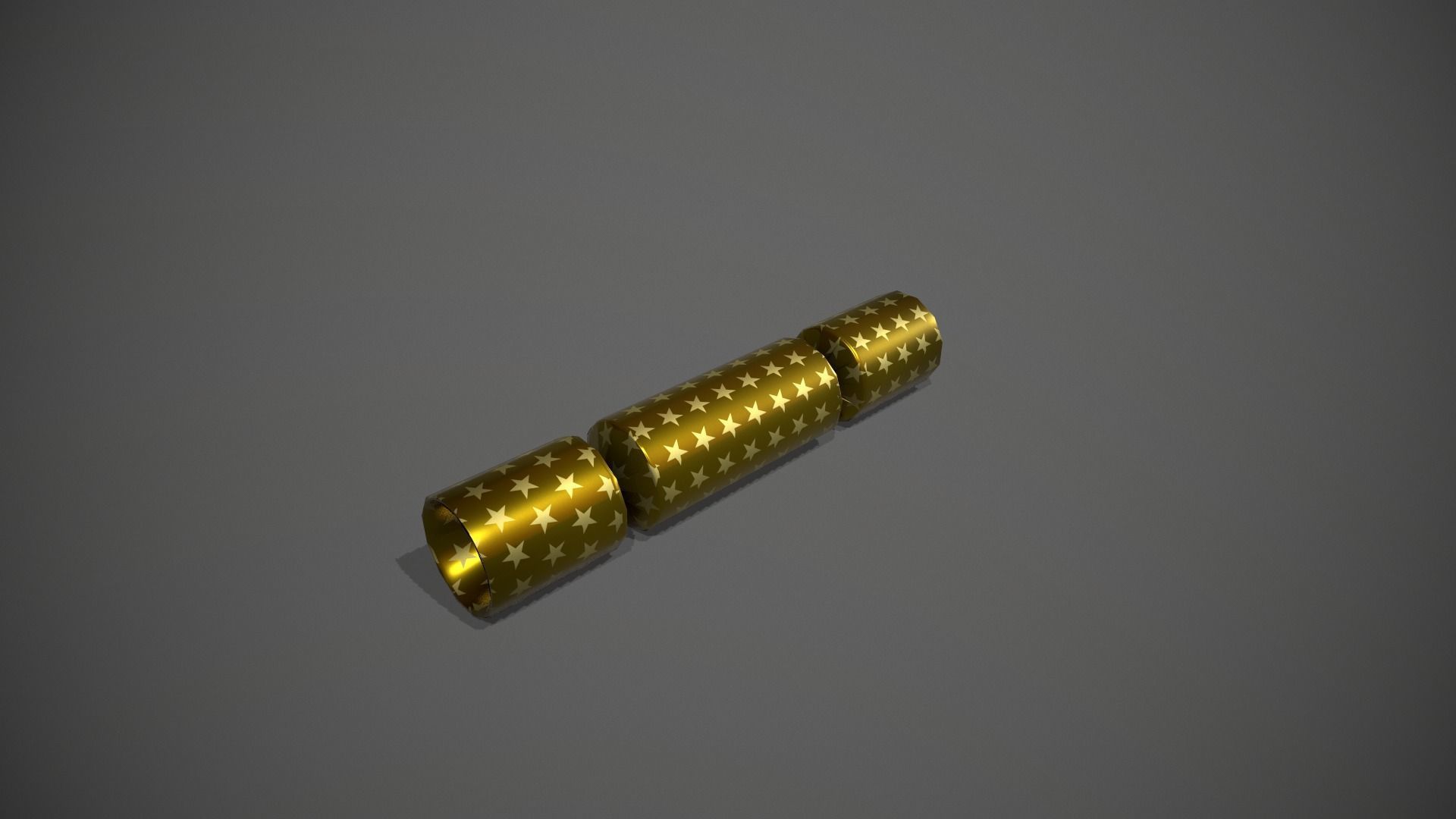 Gold and Gold Stars Christmas Cracker Low-poly 3D model_2