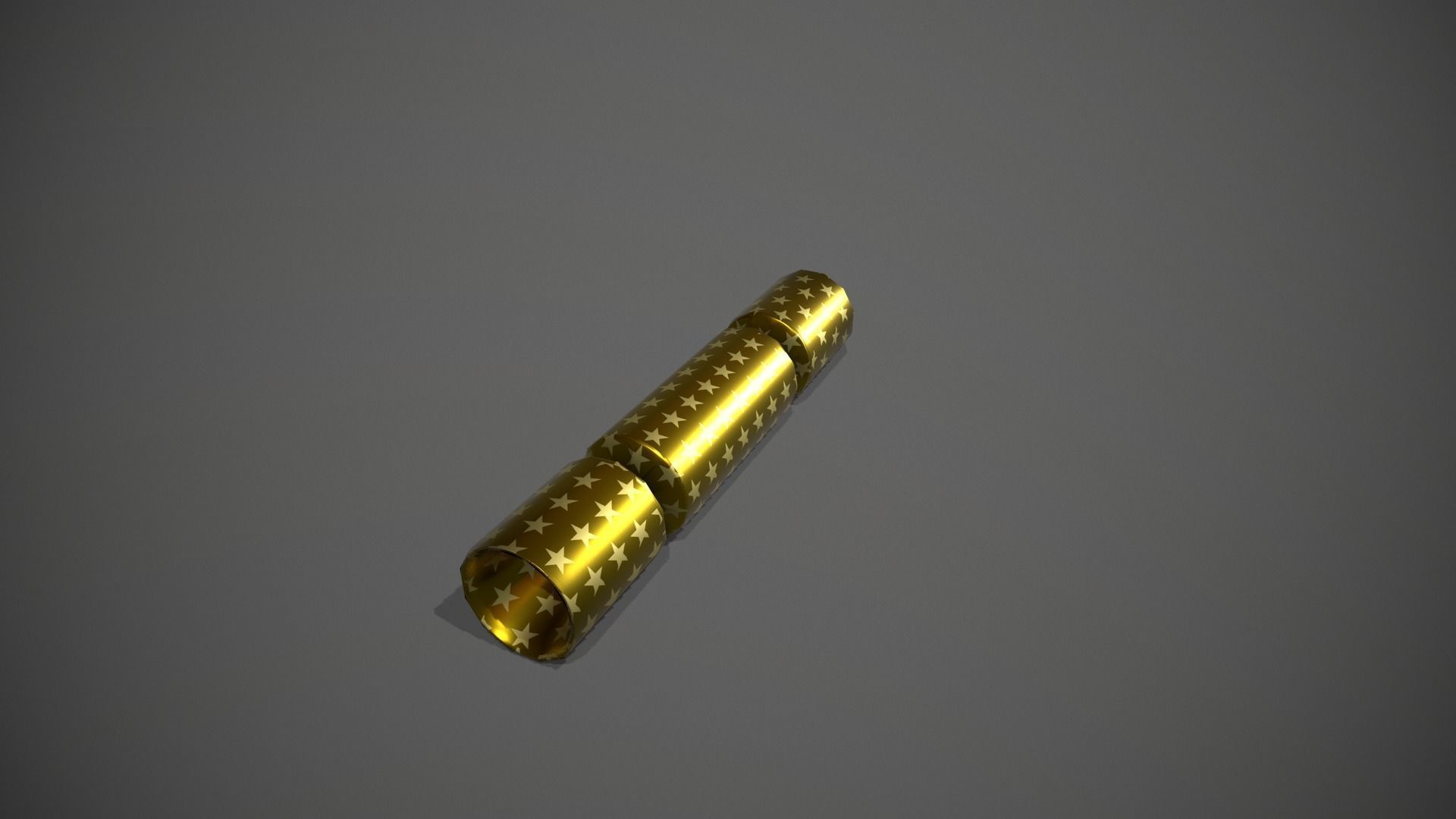 Gold and Gold Stars Christmas Cracker Low-poly 3D model_8