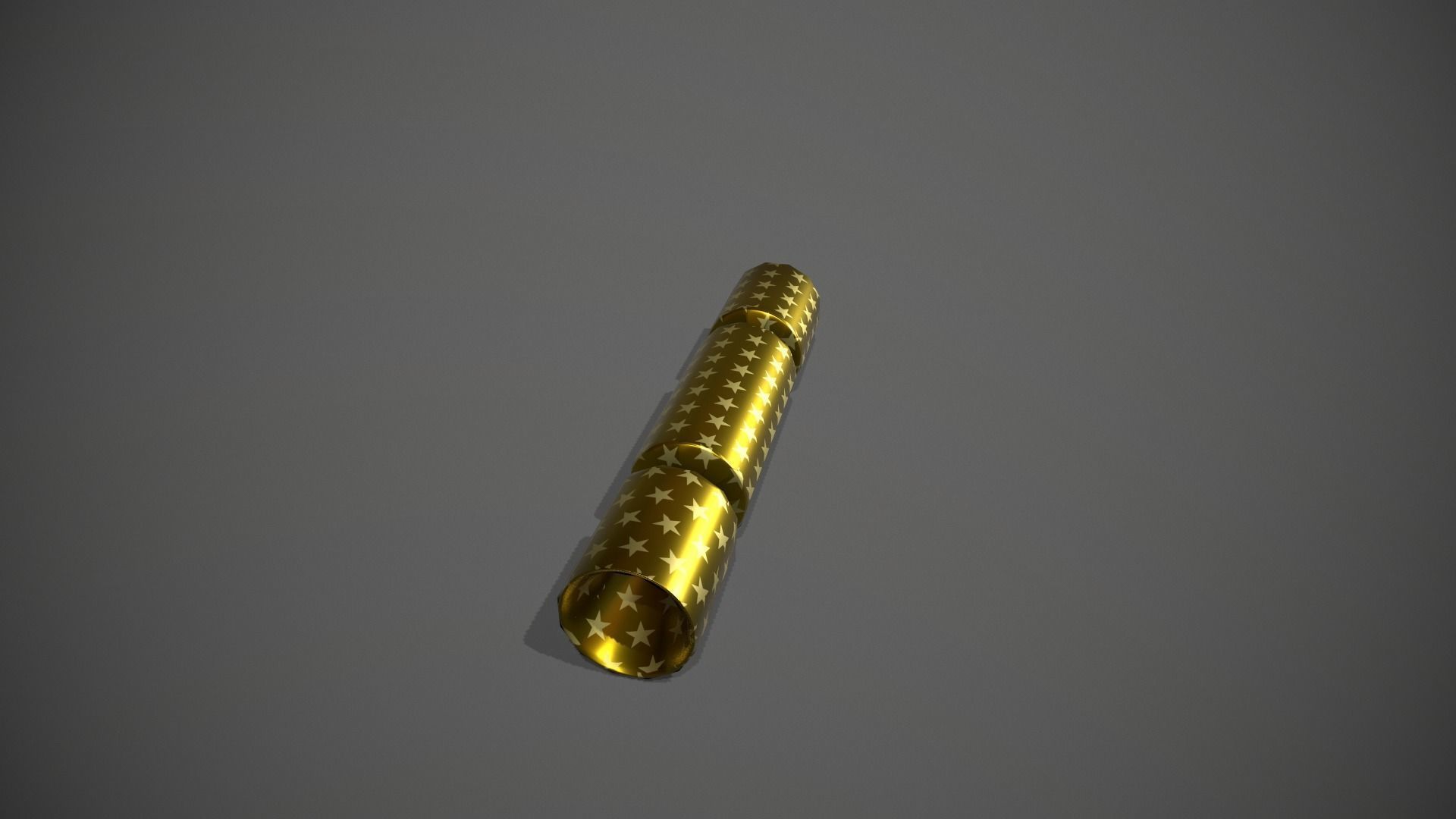 Gold and Gold Stars Christmas Cracker Low-poly 3D model_3