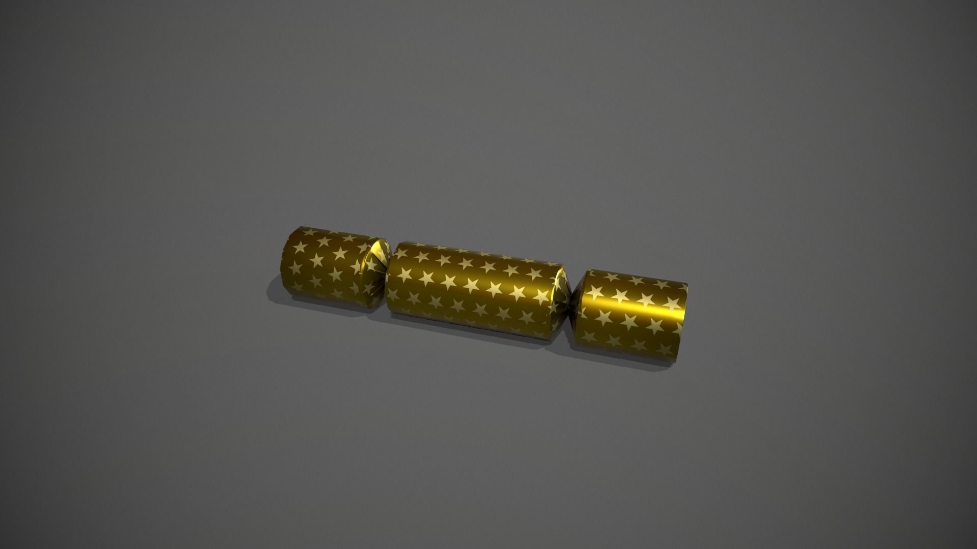 Gold and Gold Stars Christmas Cracker Low-poly 3D model_11