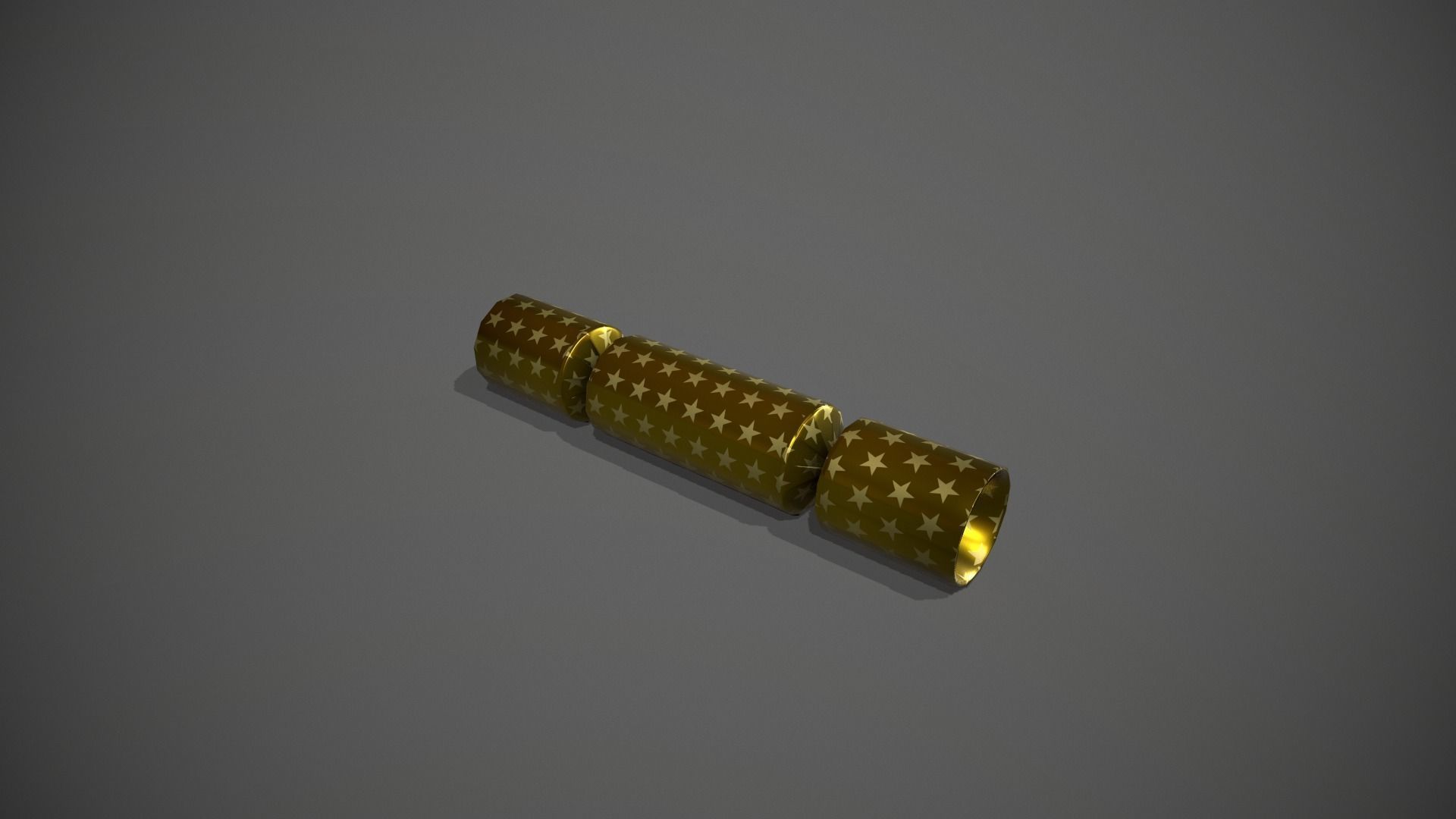 Gold and Gold Stars Christmas Cracker Low-poly 3D model_5