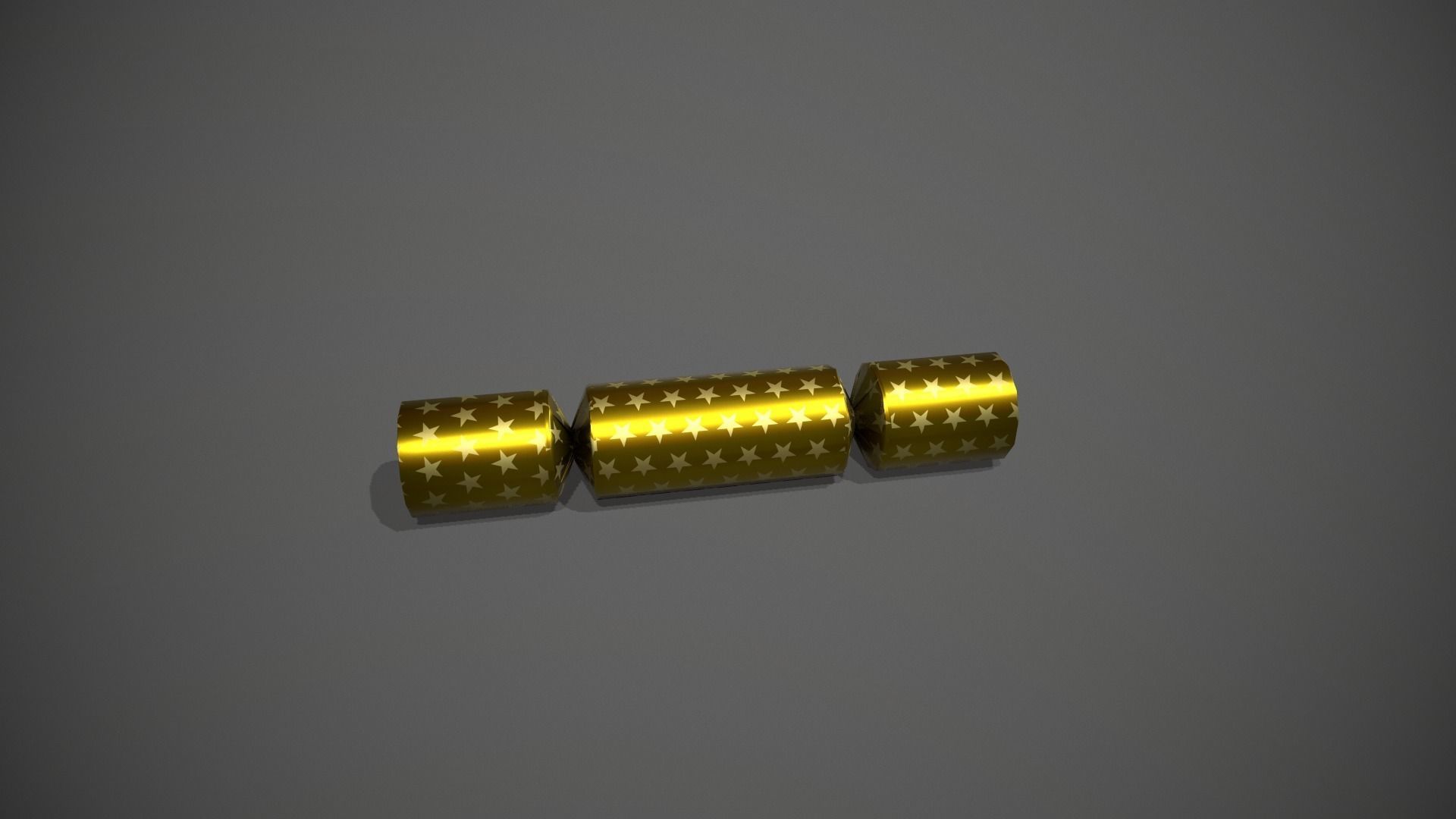 Gold and Gold Stars Christmas Cracker Low-poly 3D model_1