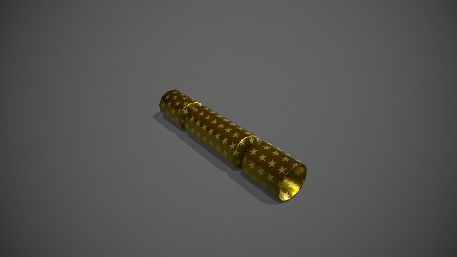 Gold and Gold Stars Christmas Cracker Low-poly 3D model_10