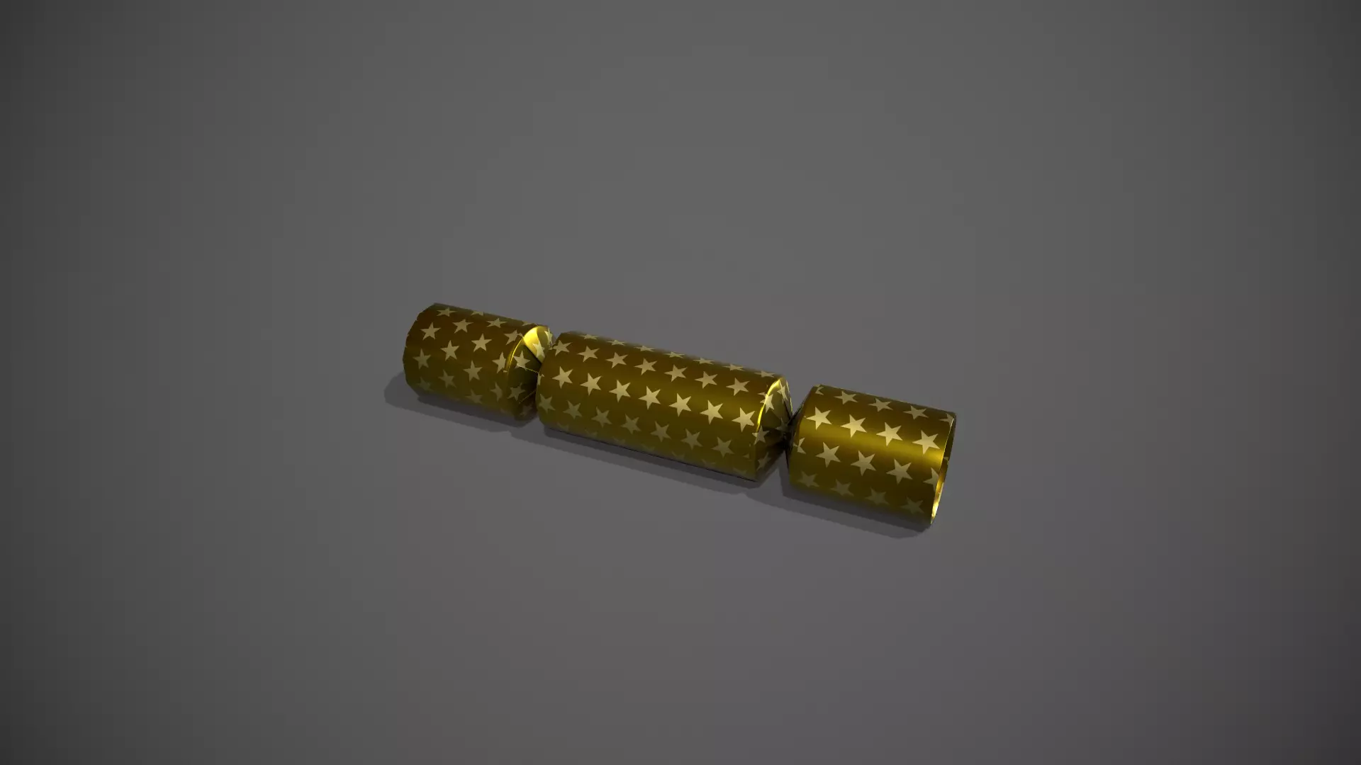 Gold and Gold Stars Christmas Cracker Low-poly 3D model_0
