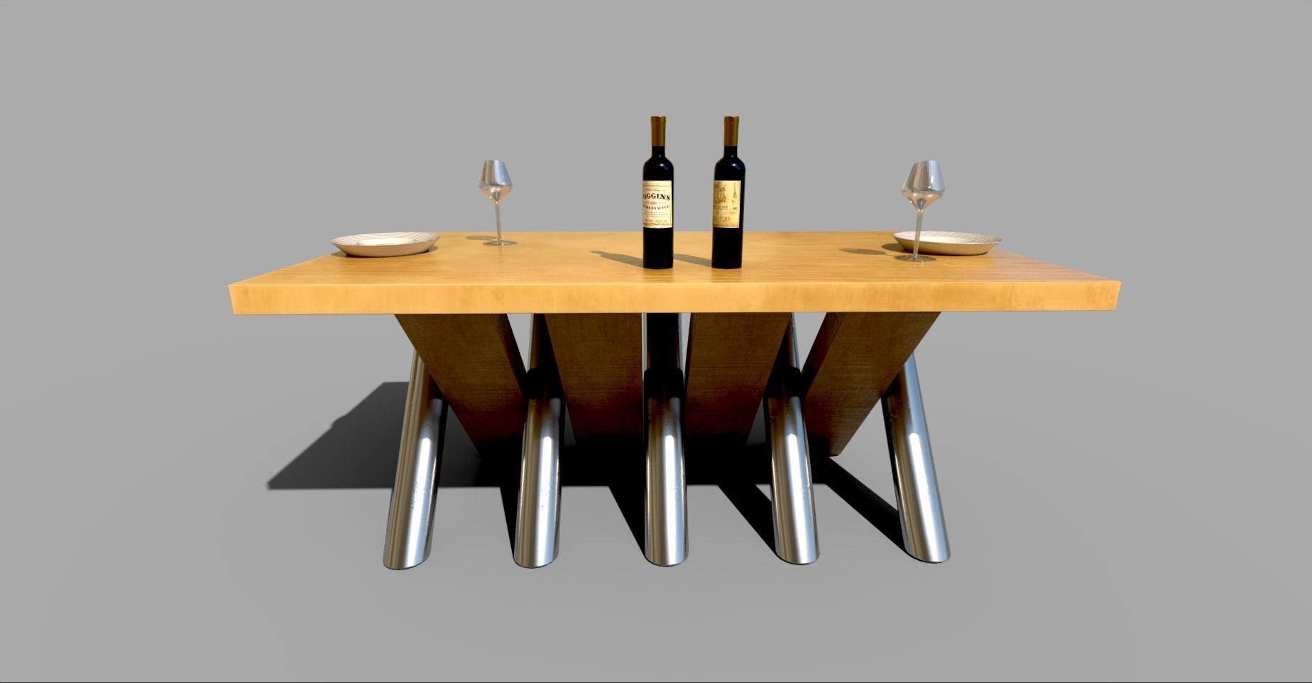 Dining Table Low-poly 3D model_17