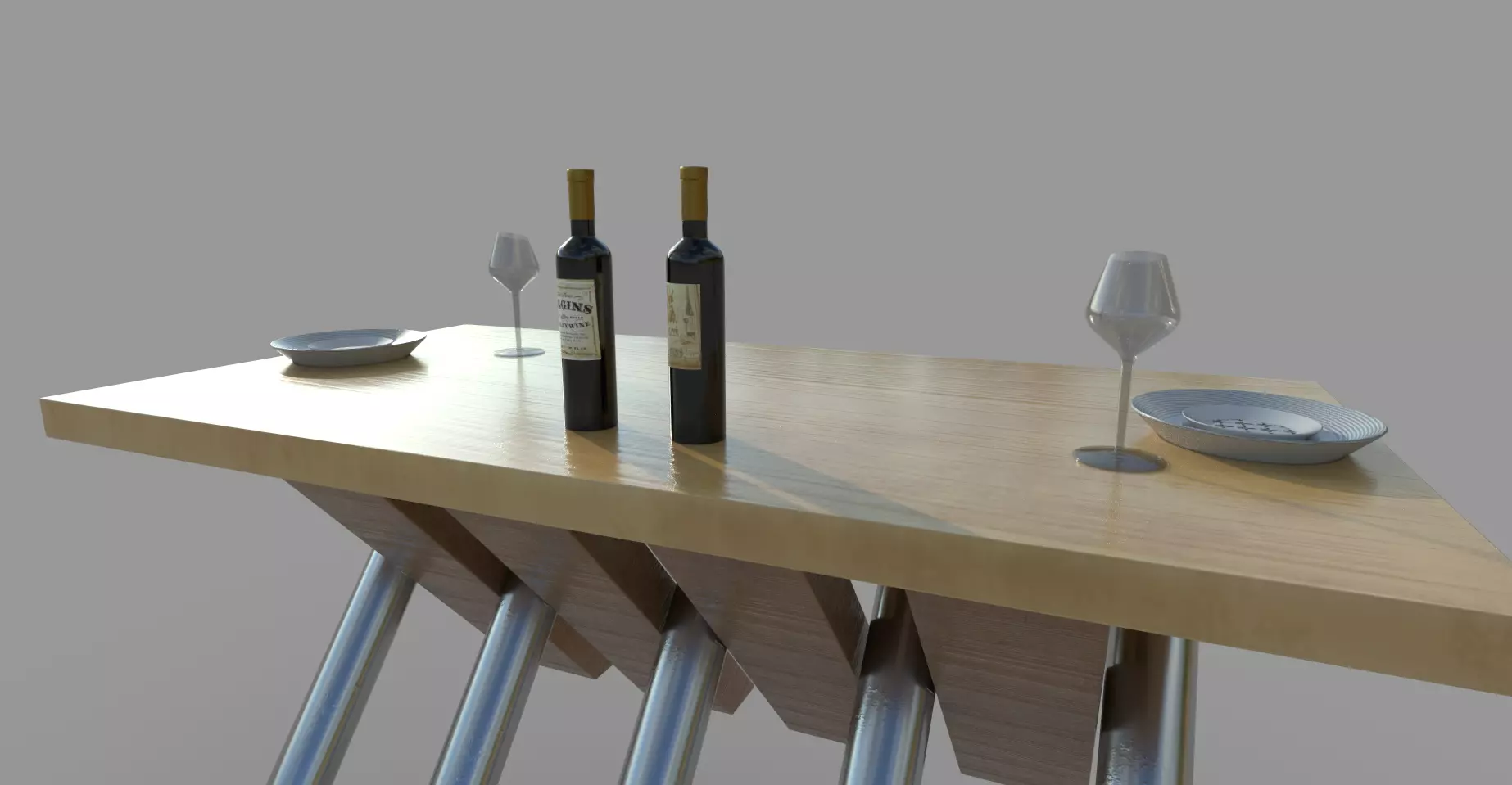 Dining Table Low-poly 3D model_0