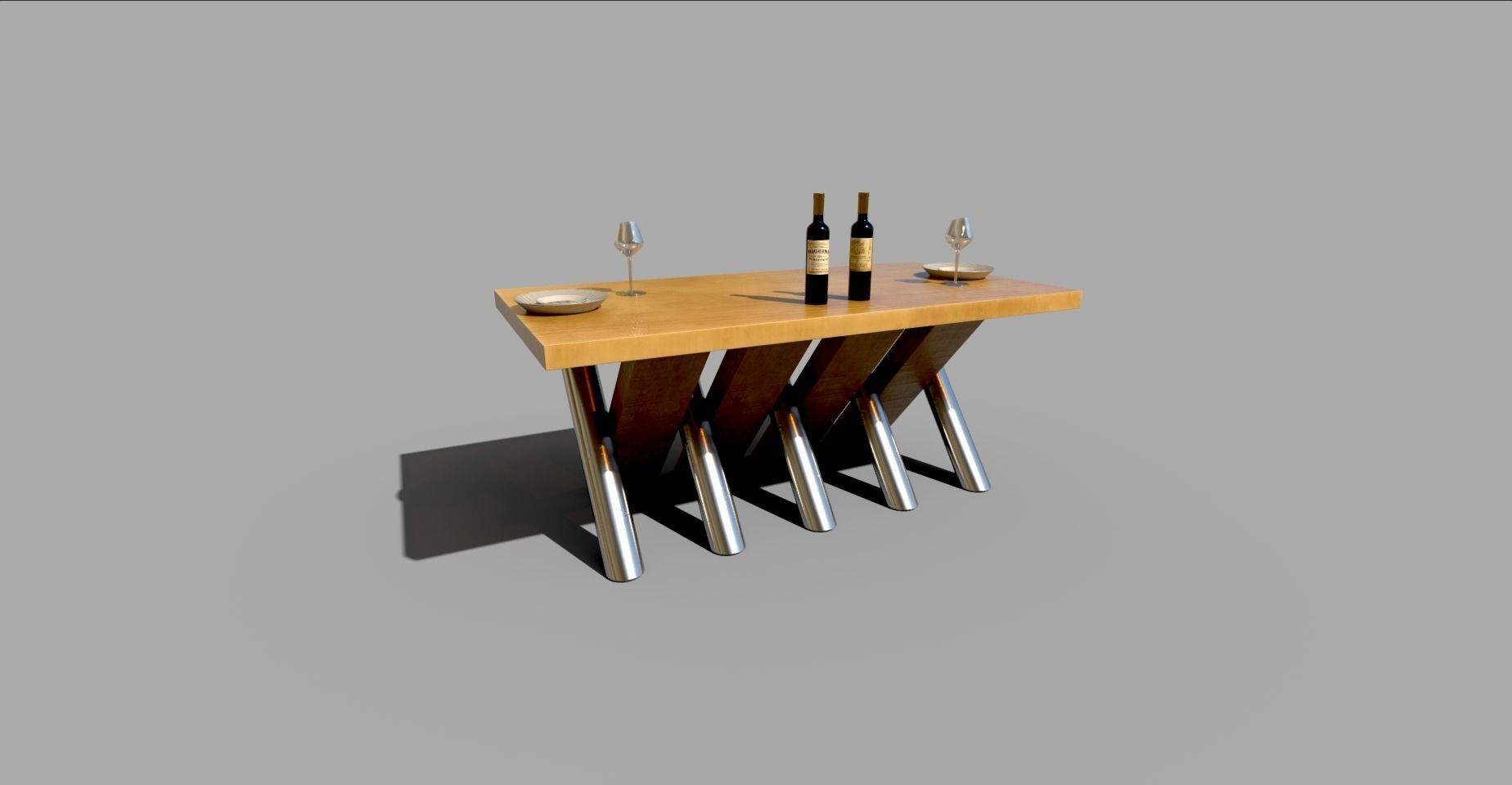 Dining Table Low-poly 3D model_14