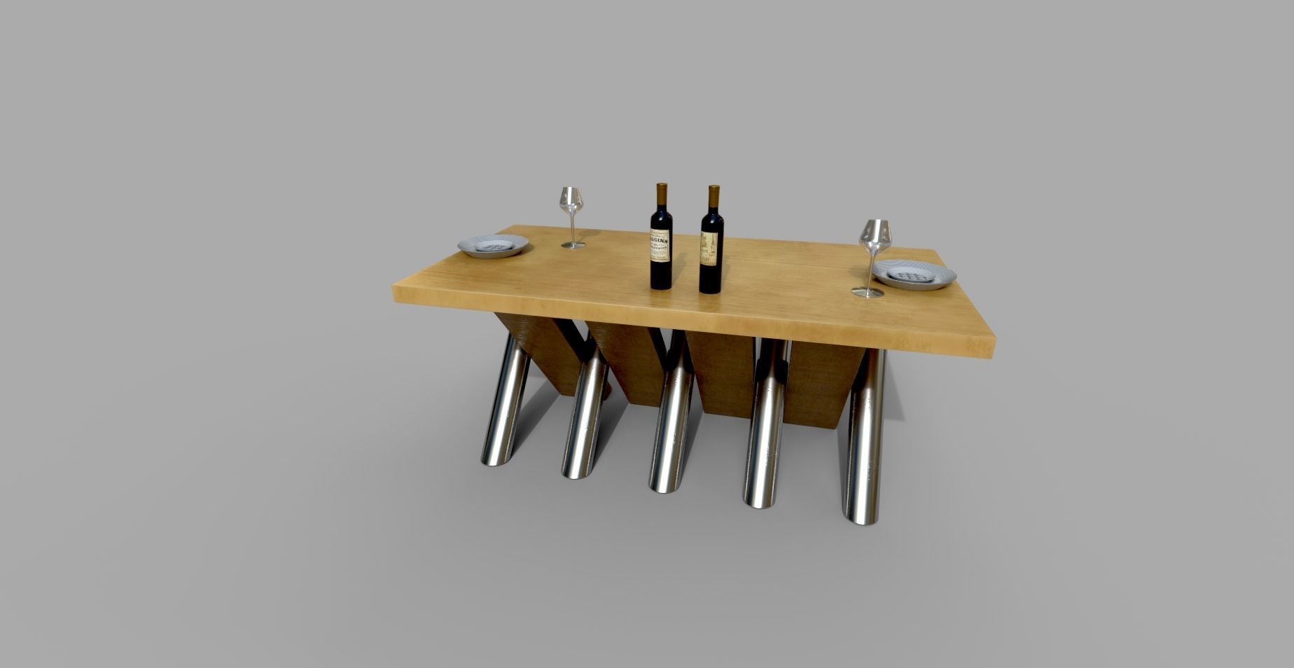 Dining Table Low-poly 3D model_15