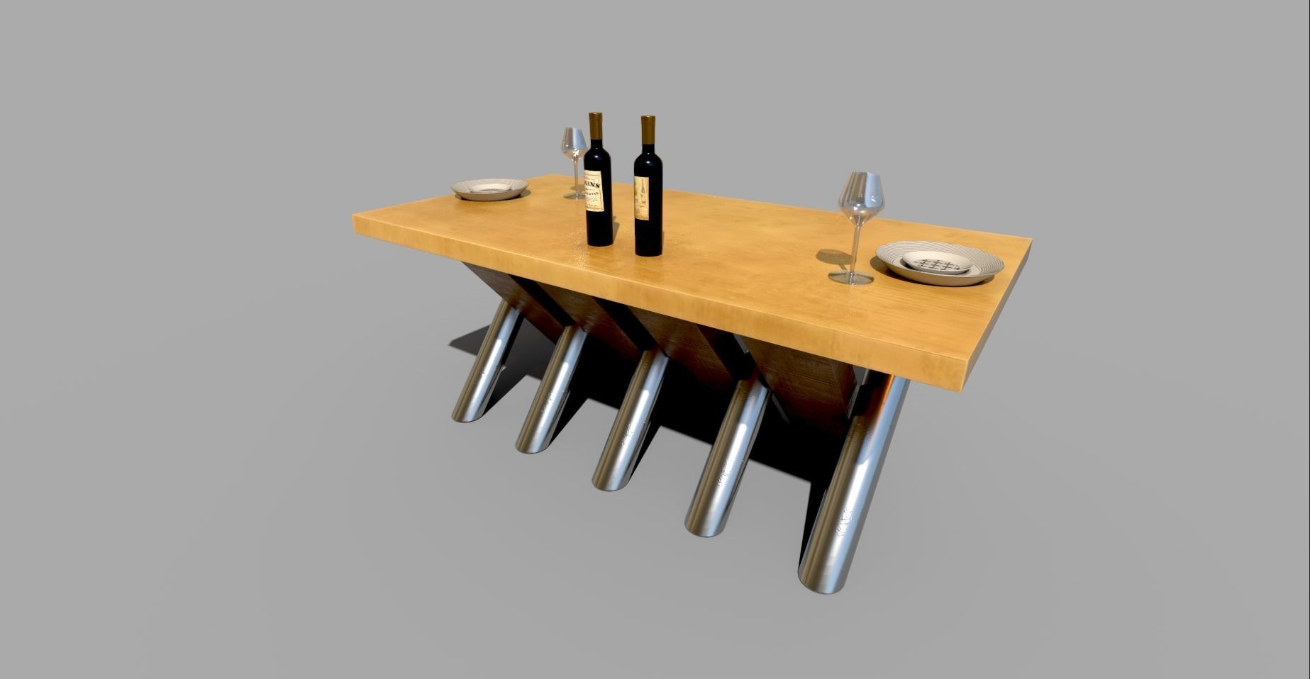 Dining Table Low-poly 3D model_12