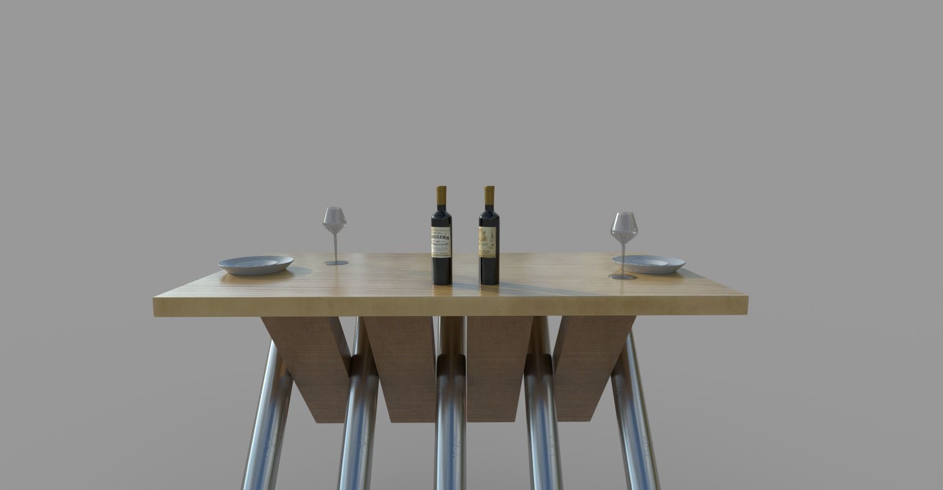 Dining Table Low-poly 3D model_8