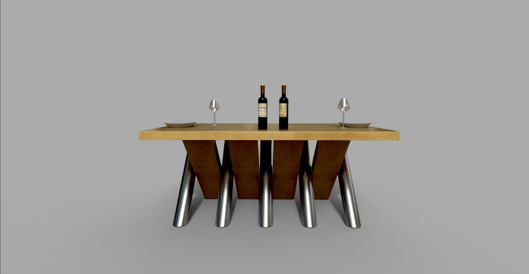 Dining Table Low-poly 3D model_1
