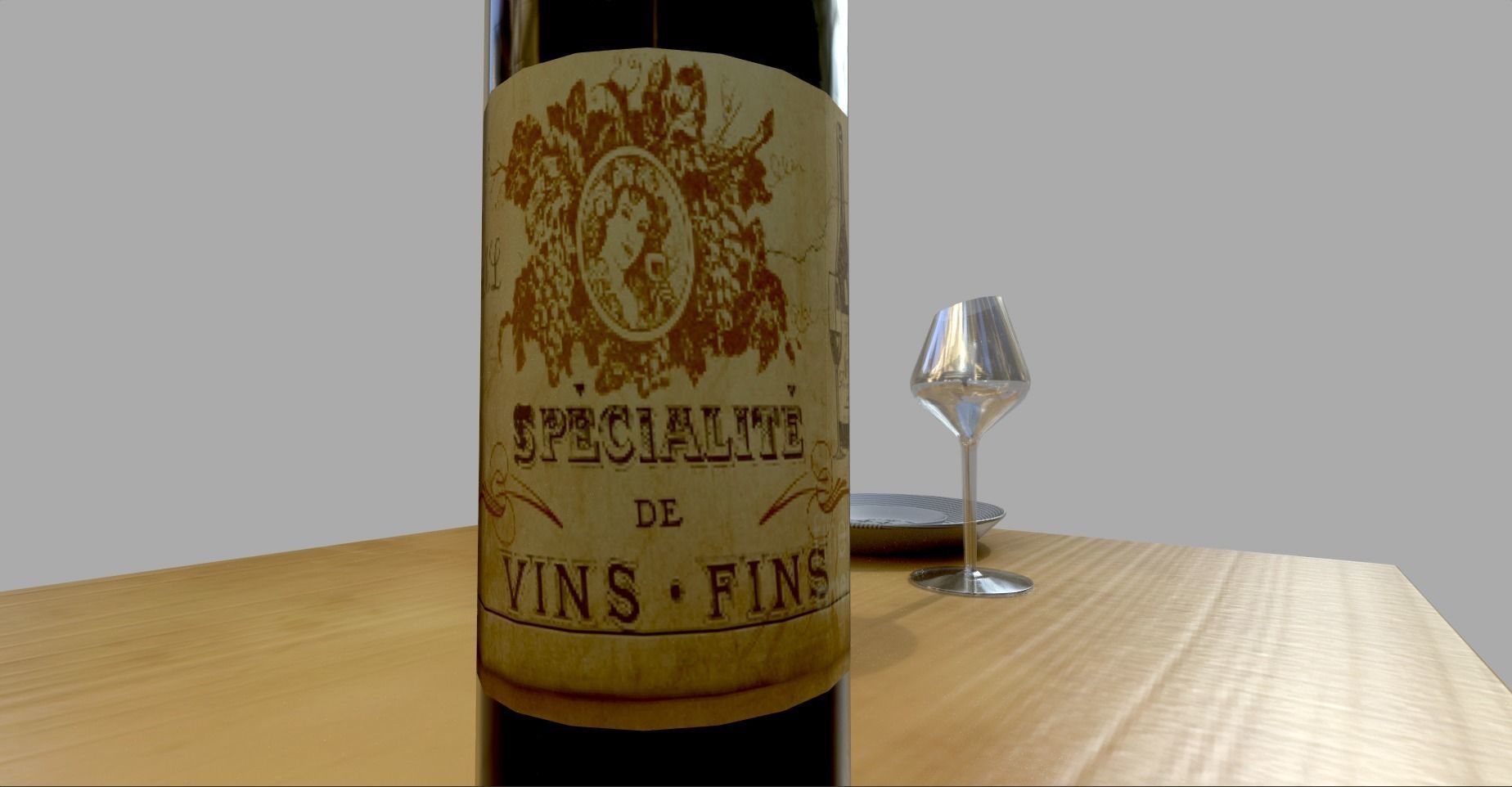 Dining Table Low-poly 3D model_9