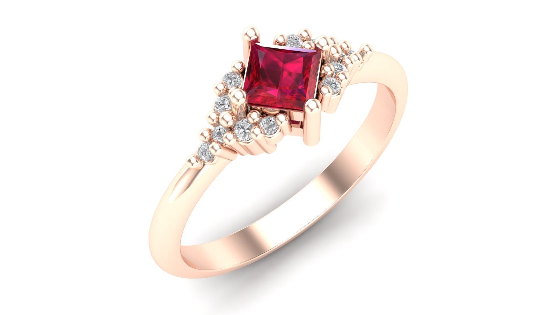 Solitare Ring With Side Stones 3D print model_5