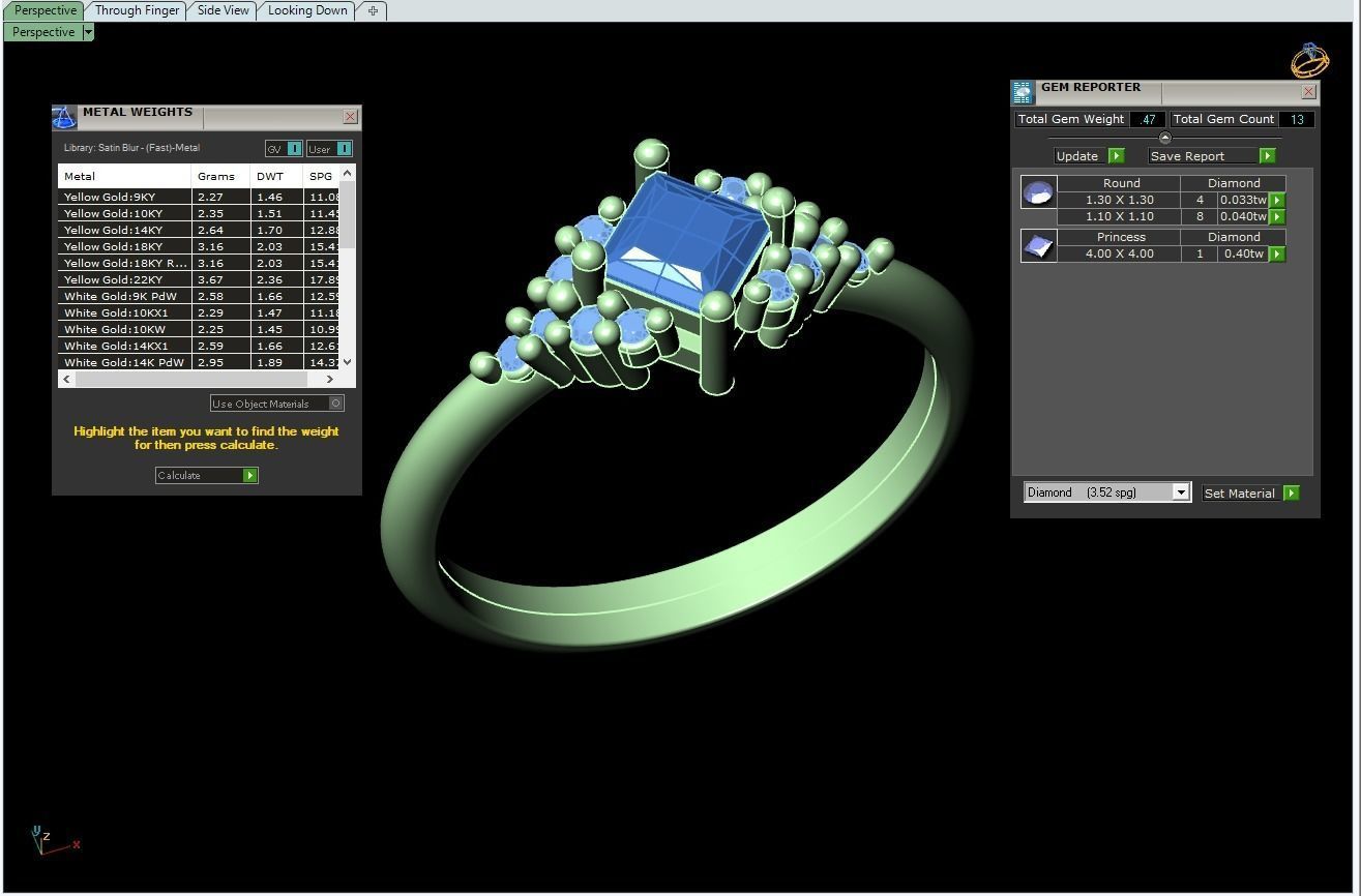 Solitare Ring With Side Stones 3D print model_1