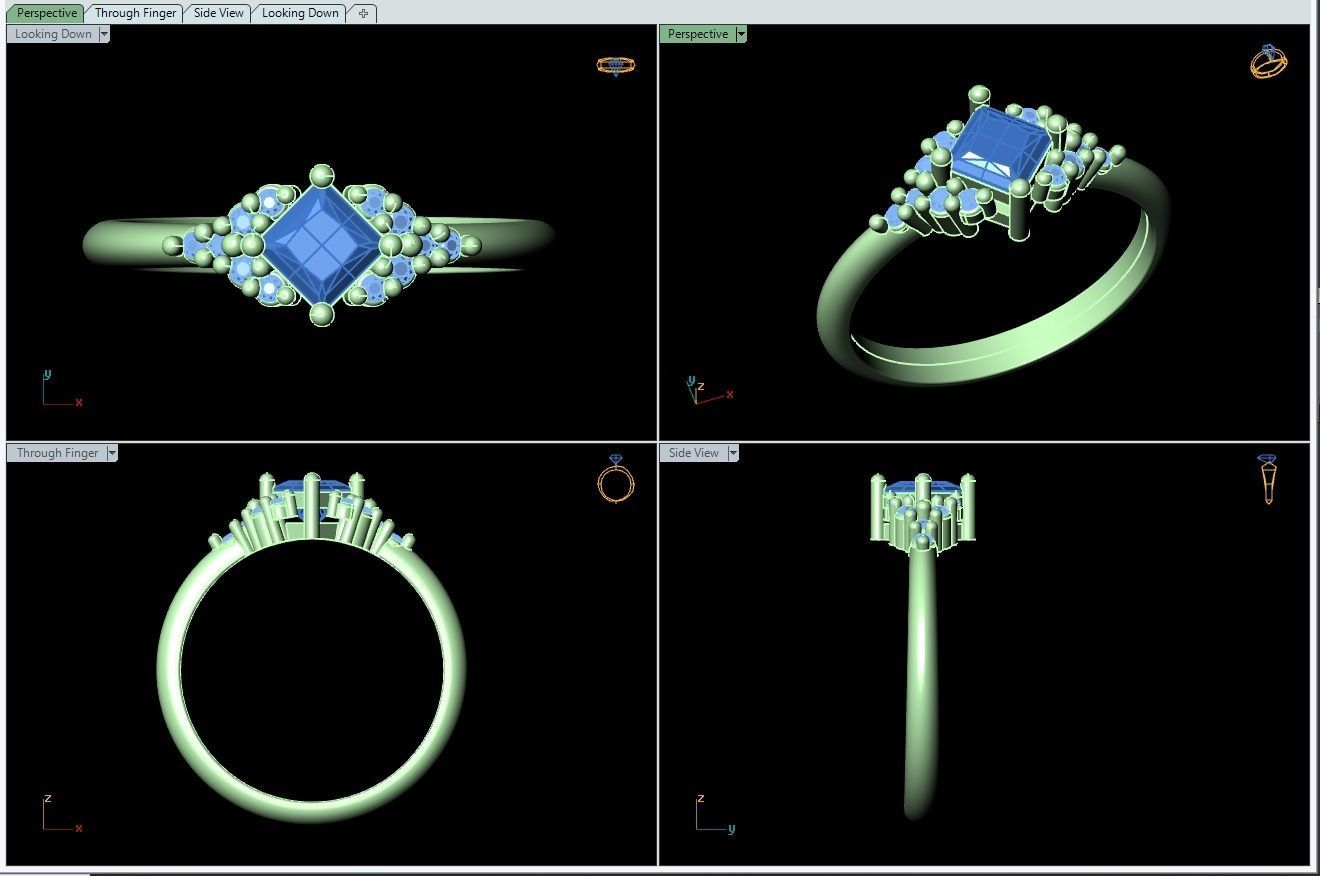 Solitare Ring With Side Stones 3D print model_2