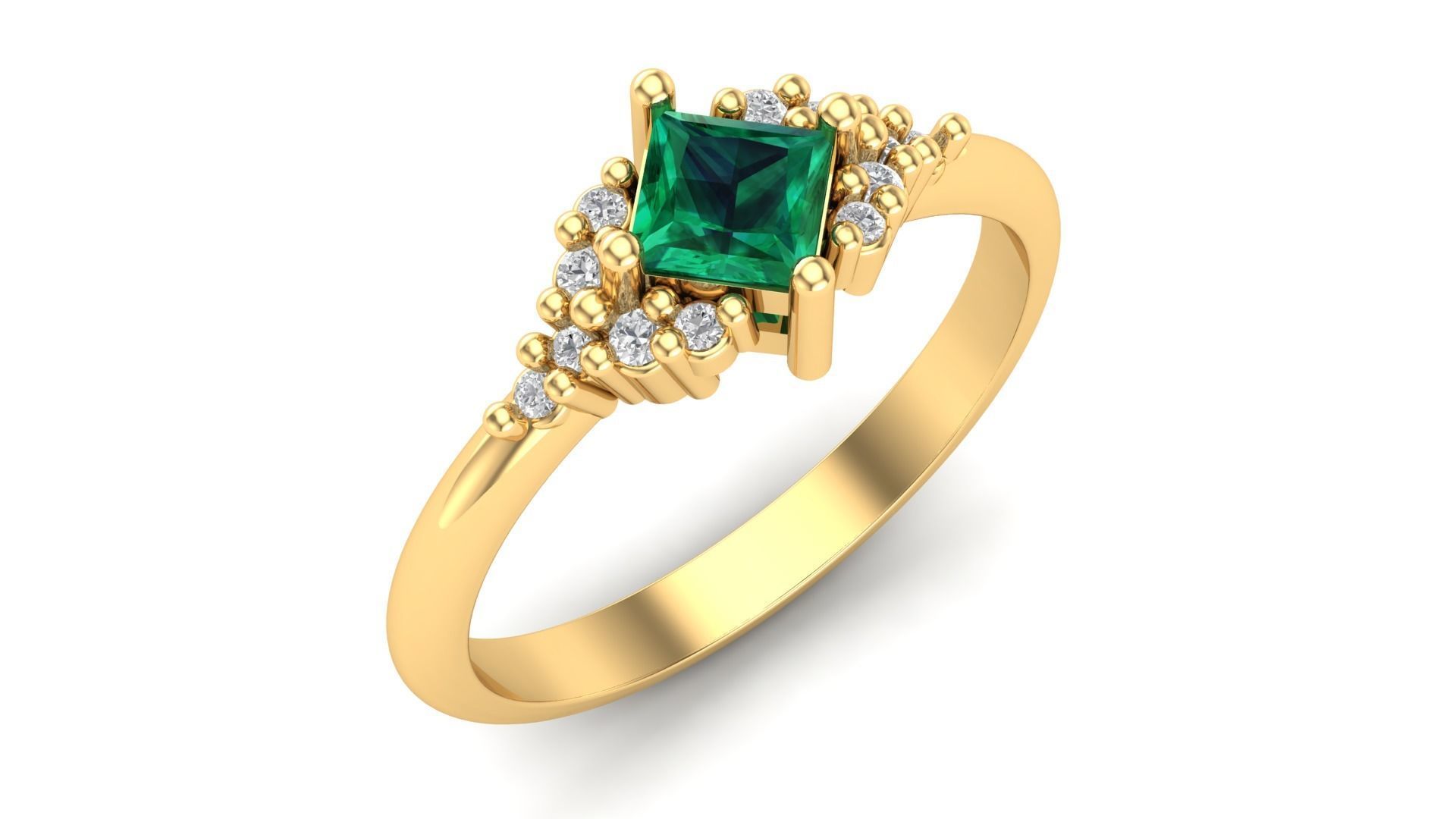 Solitare Ring With Side Stones 3D print model_6