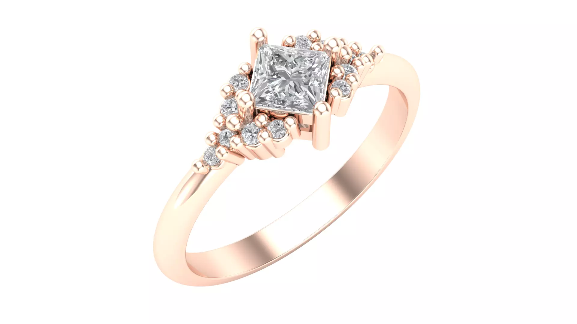 Solitare Ring With Side Stones 3D print model_0