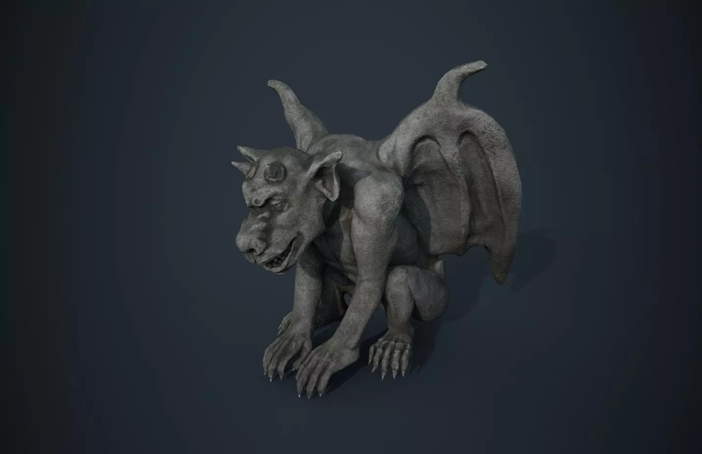 Gargoyle statue Low-poly 3D model_0