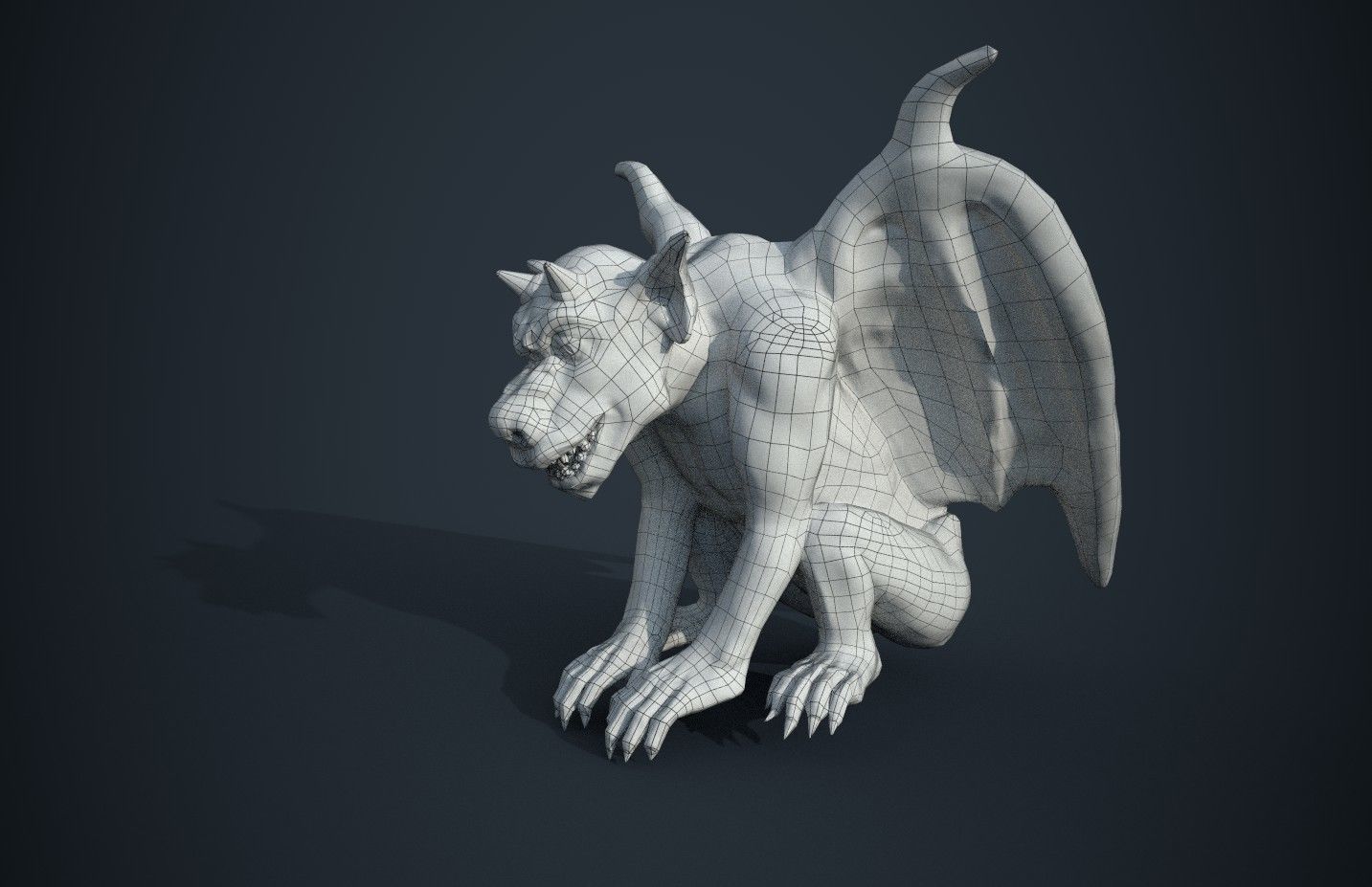 Gargoyle statue Low-poly 3D model_7