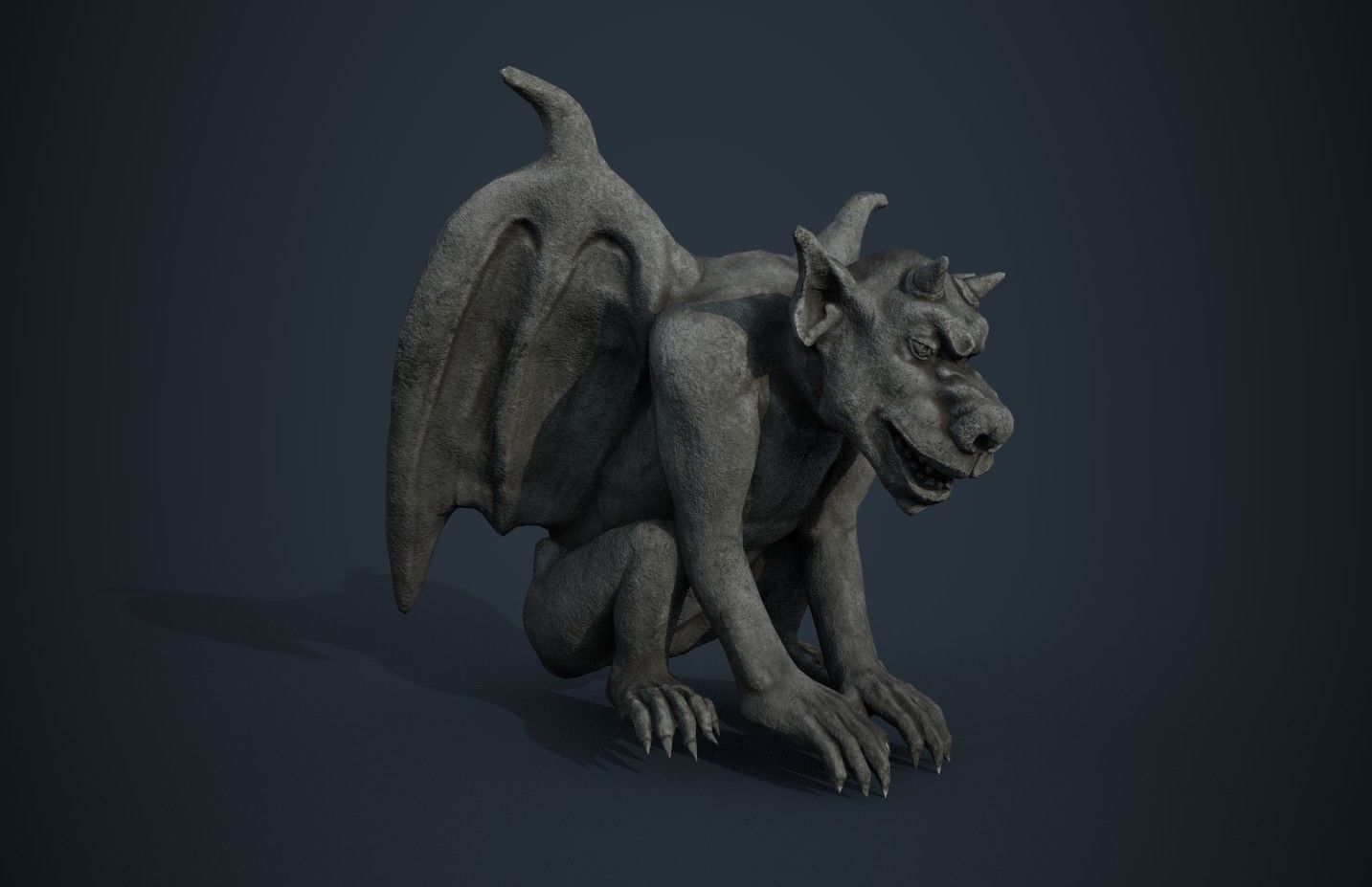 Gargoyle statue Low-poly 3D model_2