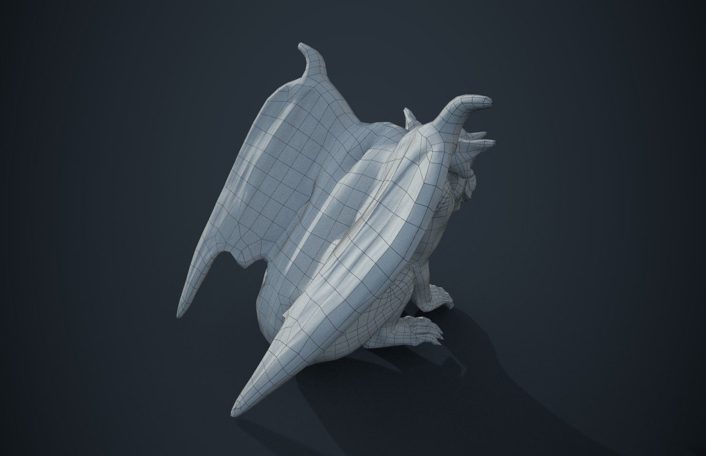 Gargoyle statue Low-poly 3D model_8