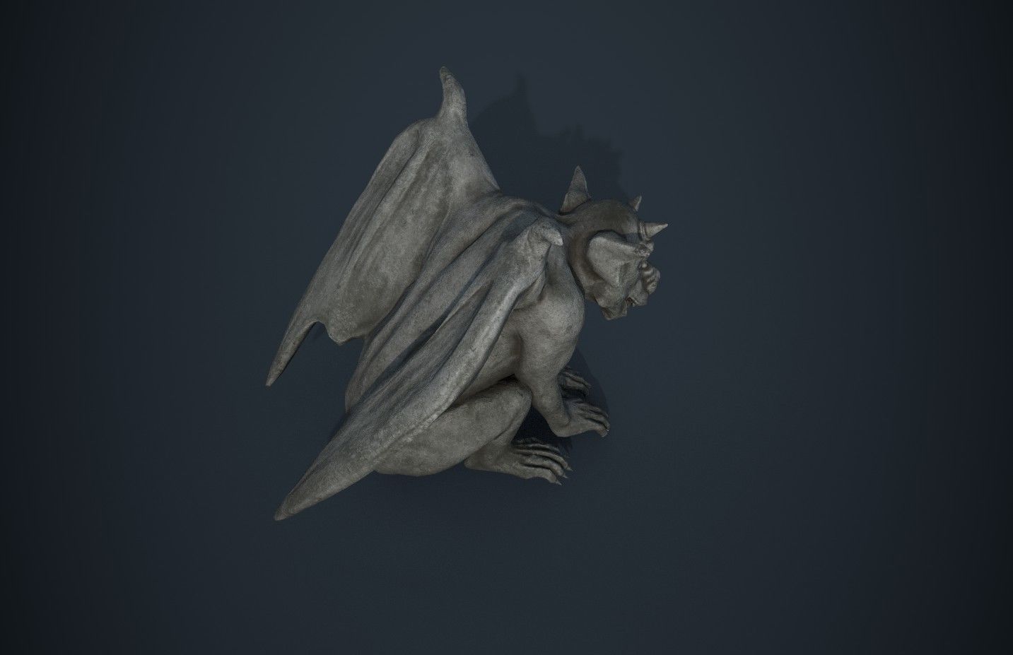 Gargoyle statue Low-poly 3D model_3