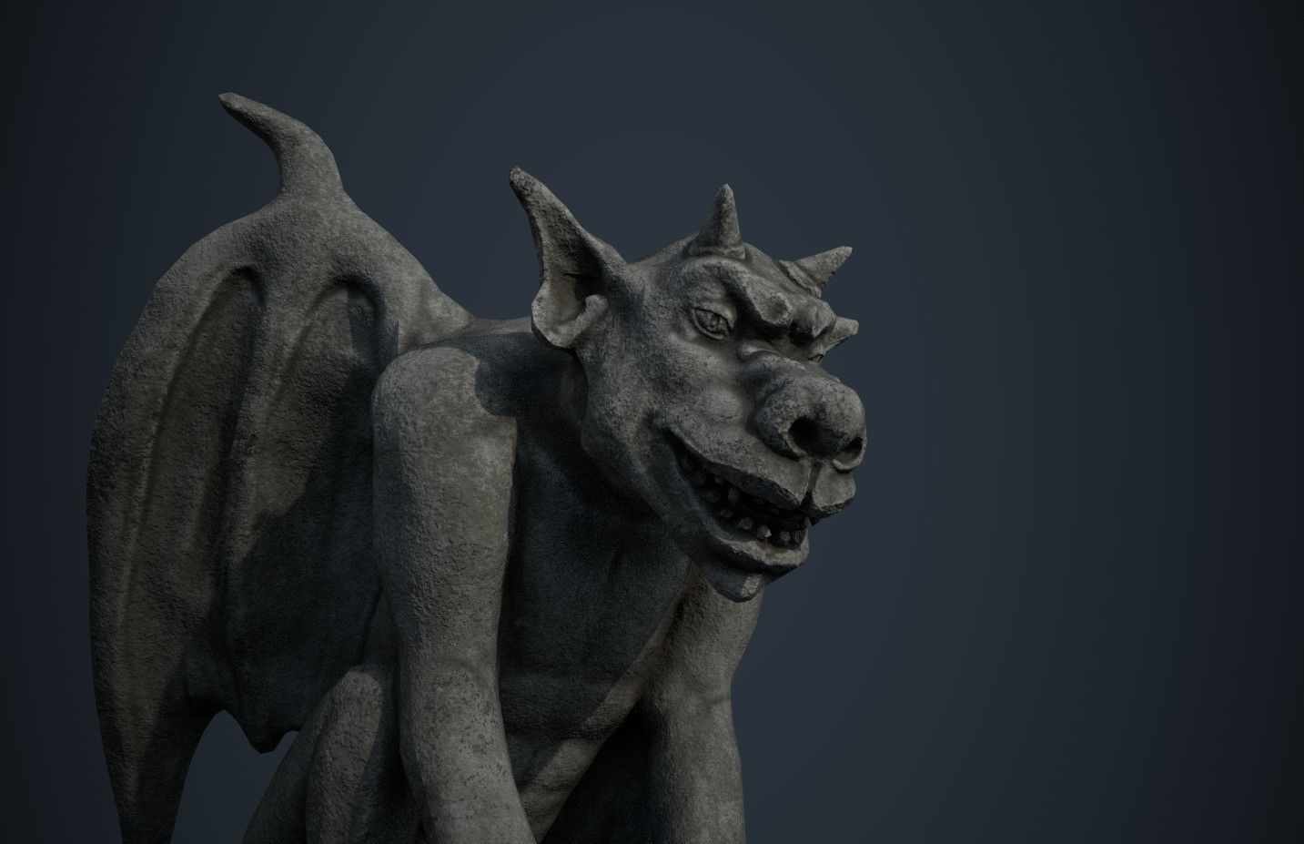 Gargoyle statue Low-poly 3D model_4