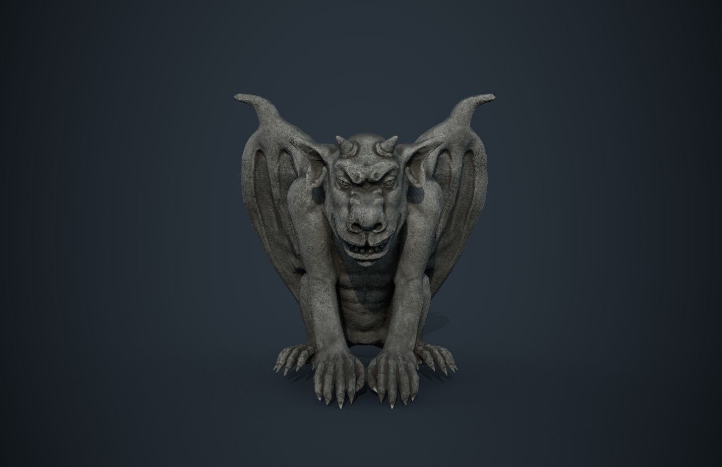 Gargoyle statue Low-poly 3D model_1
