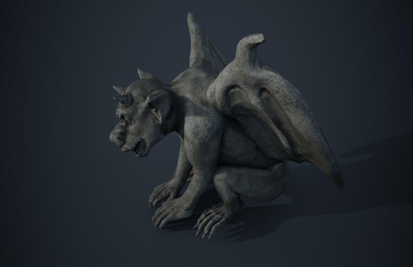 Gargoyle statue Low-poly 3D model_5
