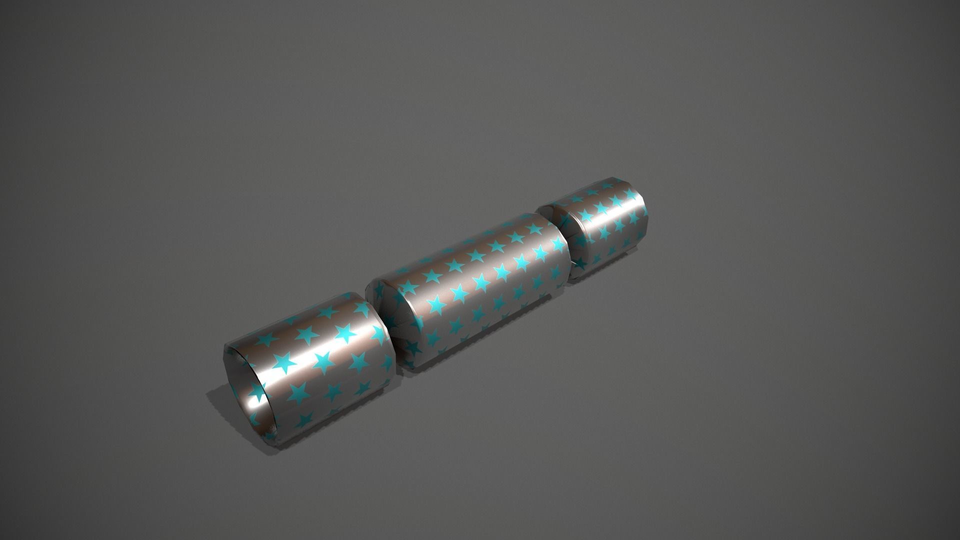Silver and Blue Stars Christmas Cracker Low-poly 3D model_2