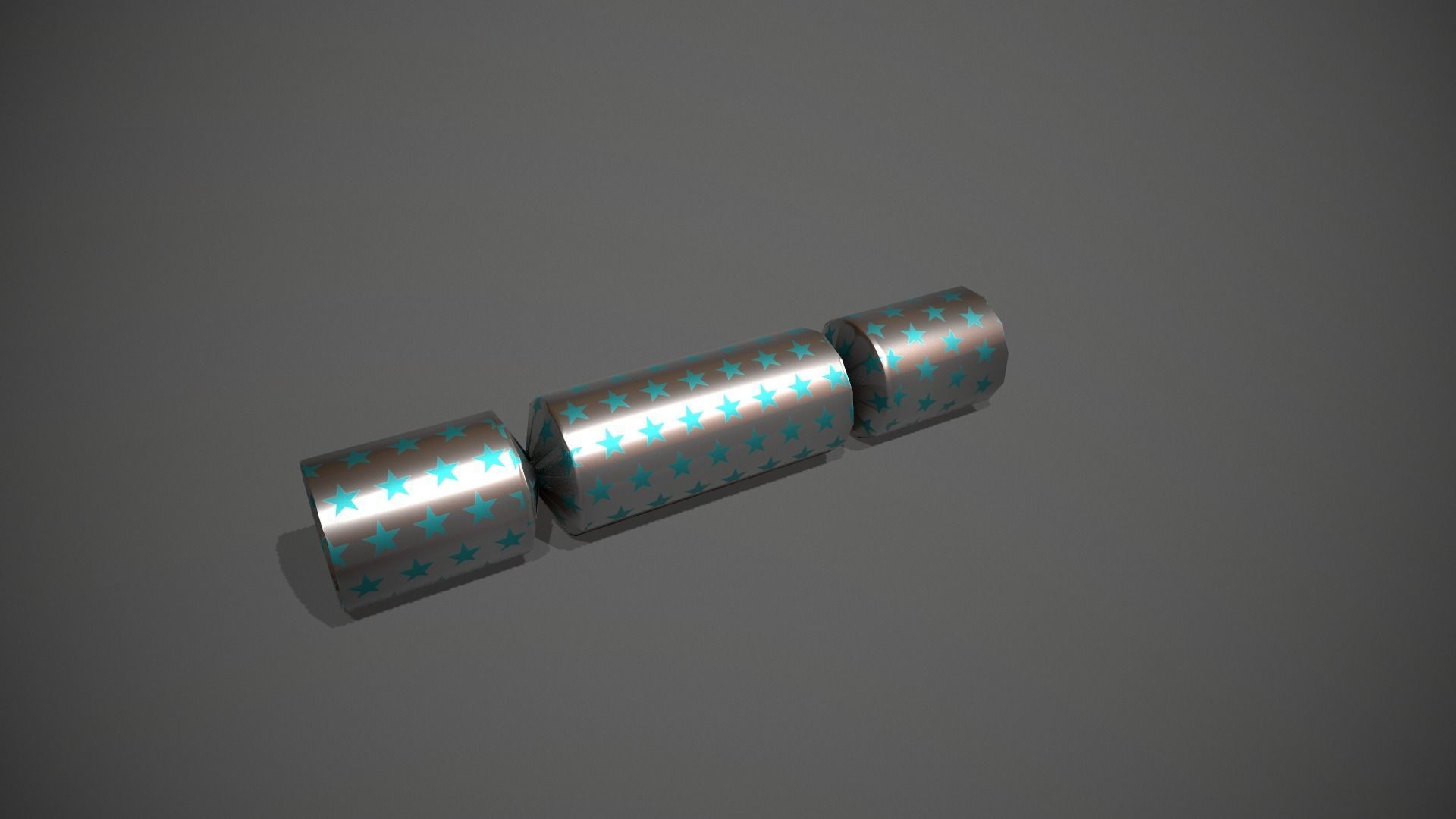 Silver and Blue Stars Christmas Cracker Low-poly 3D model_7