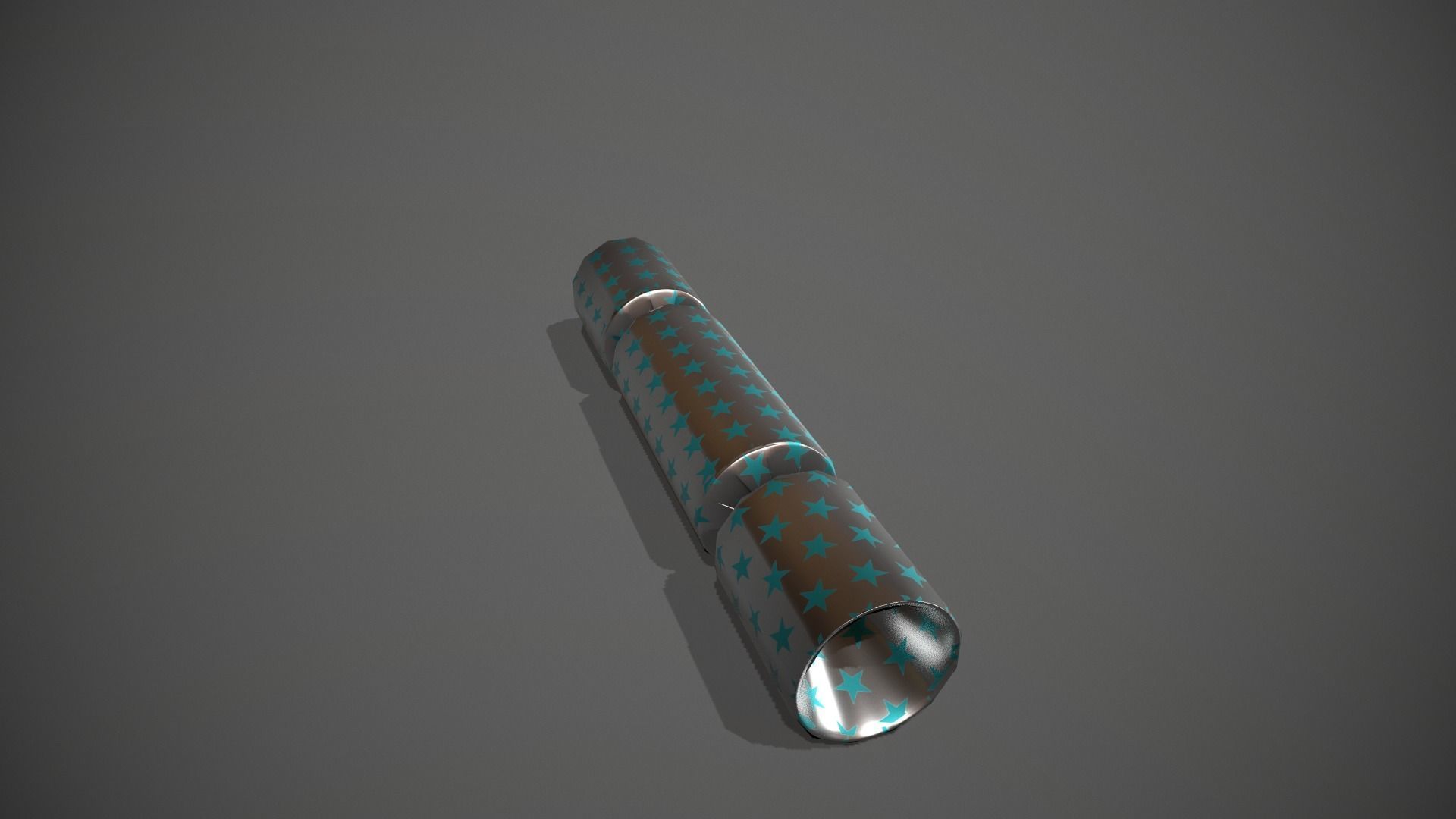 Silver and Blue Stars Christmas Cracker Low-poly 3D model_4