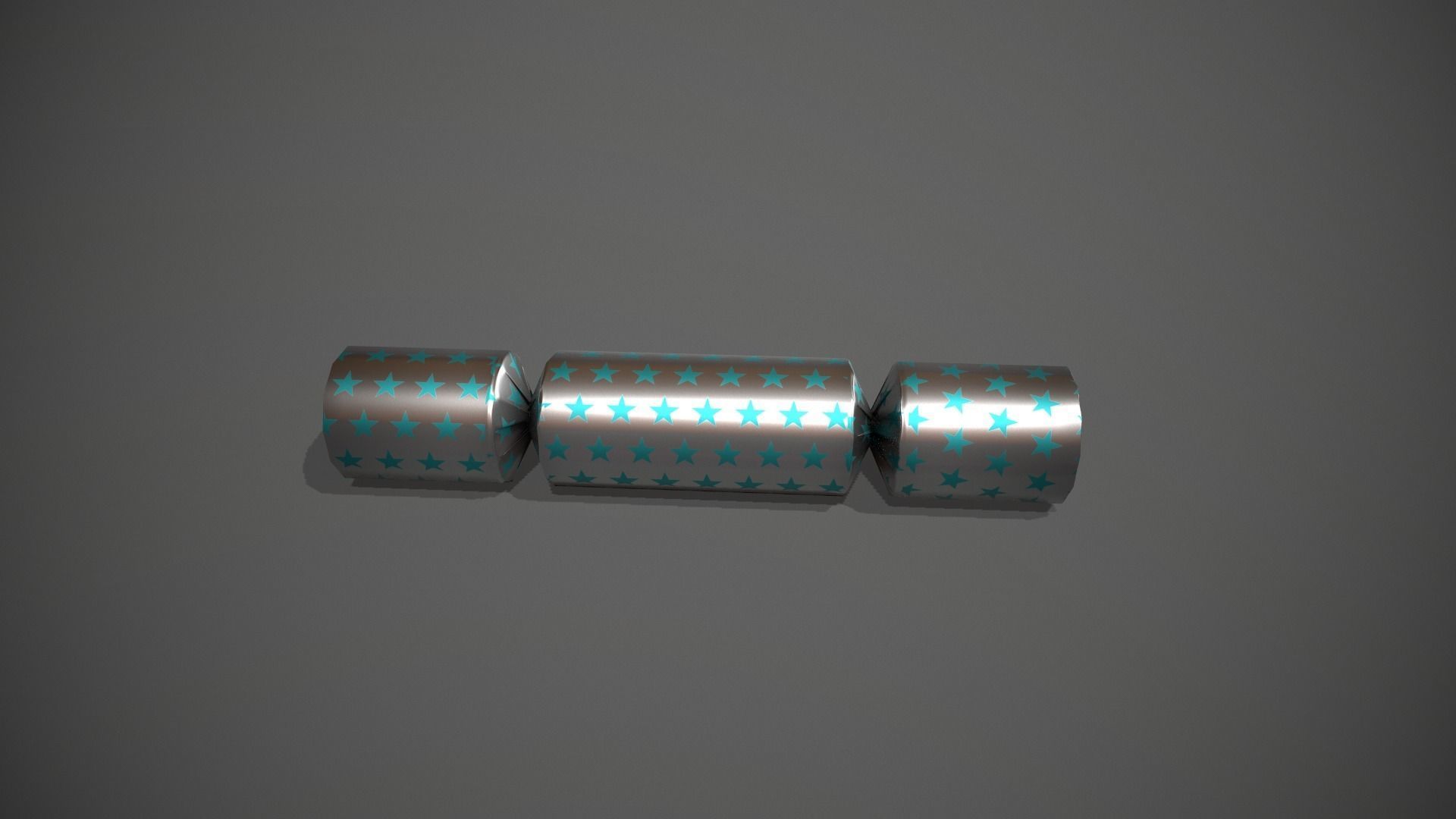 Silver and Blue Stars Christmas Cracker Low-poly 3D model_6