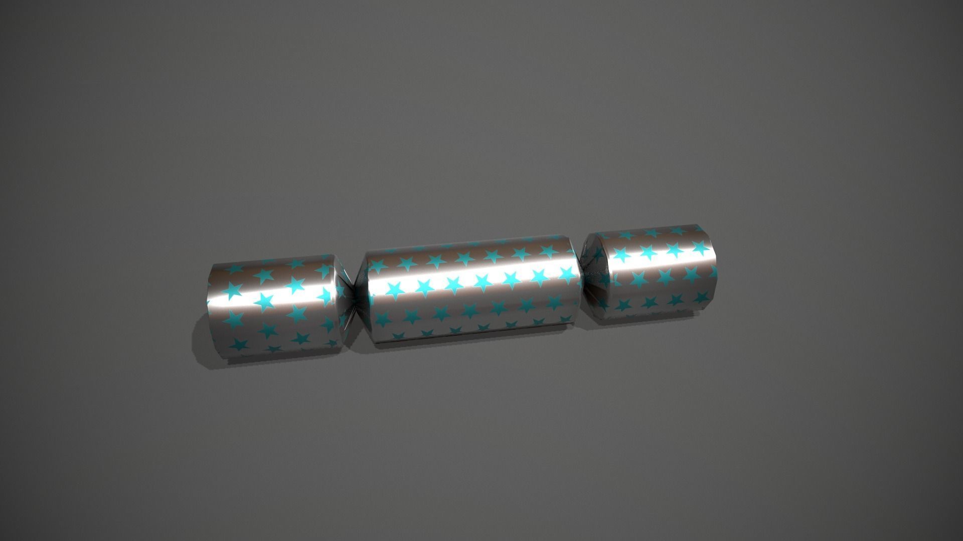 Silver and Blue Stars Christmas Cracker Low-poly 3D model_1
