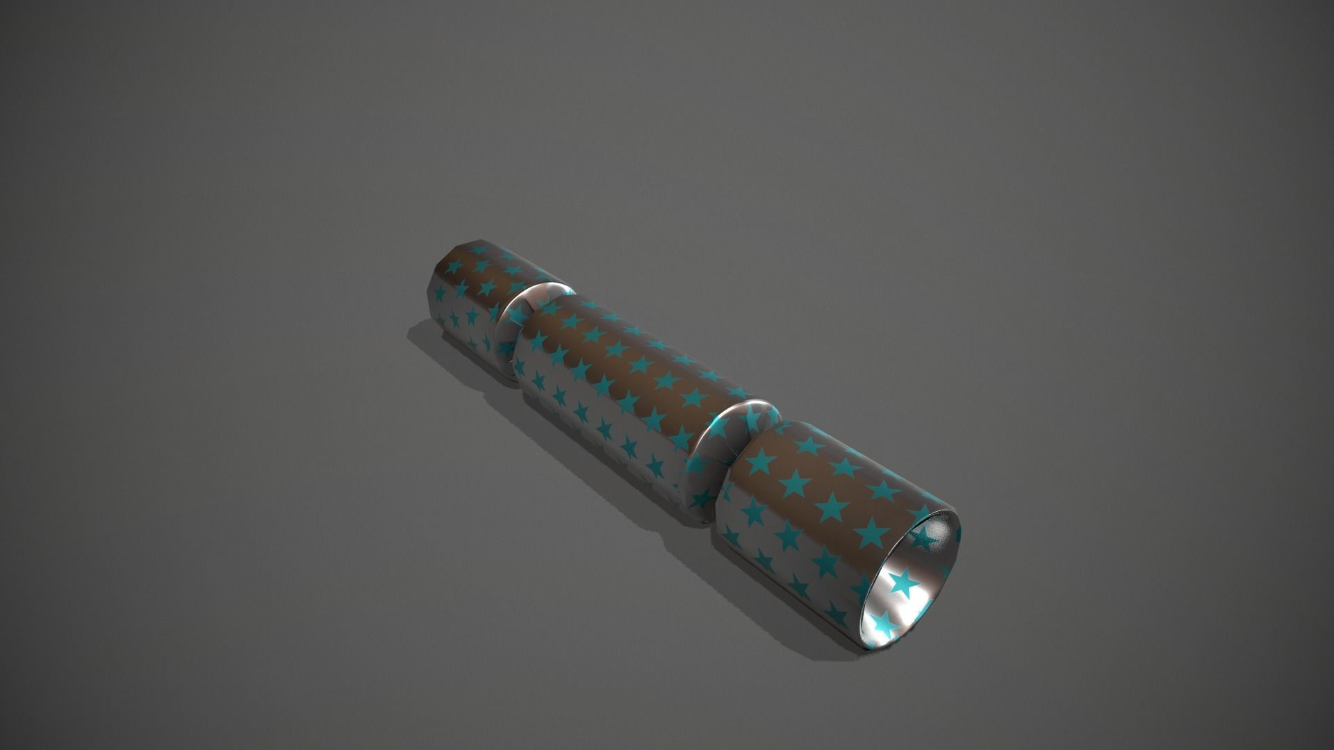 Silver and Blue Stars Christmas Cracker Low-poly 3D model_10
