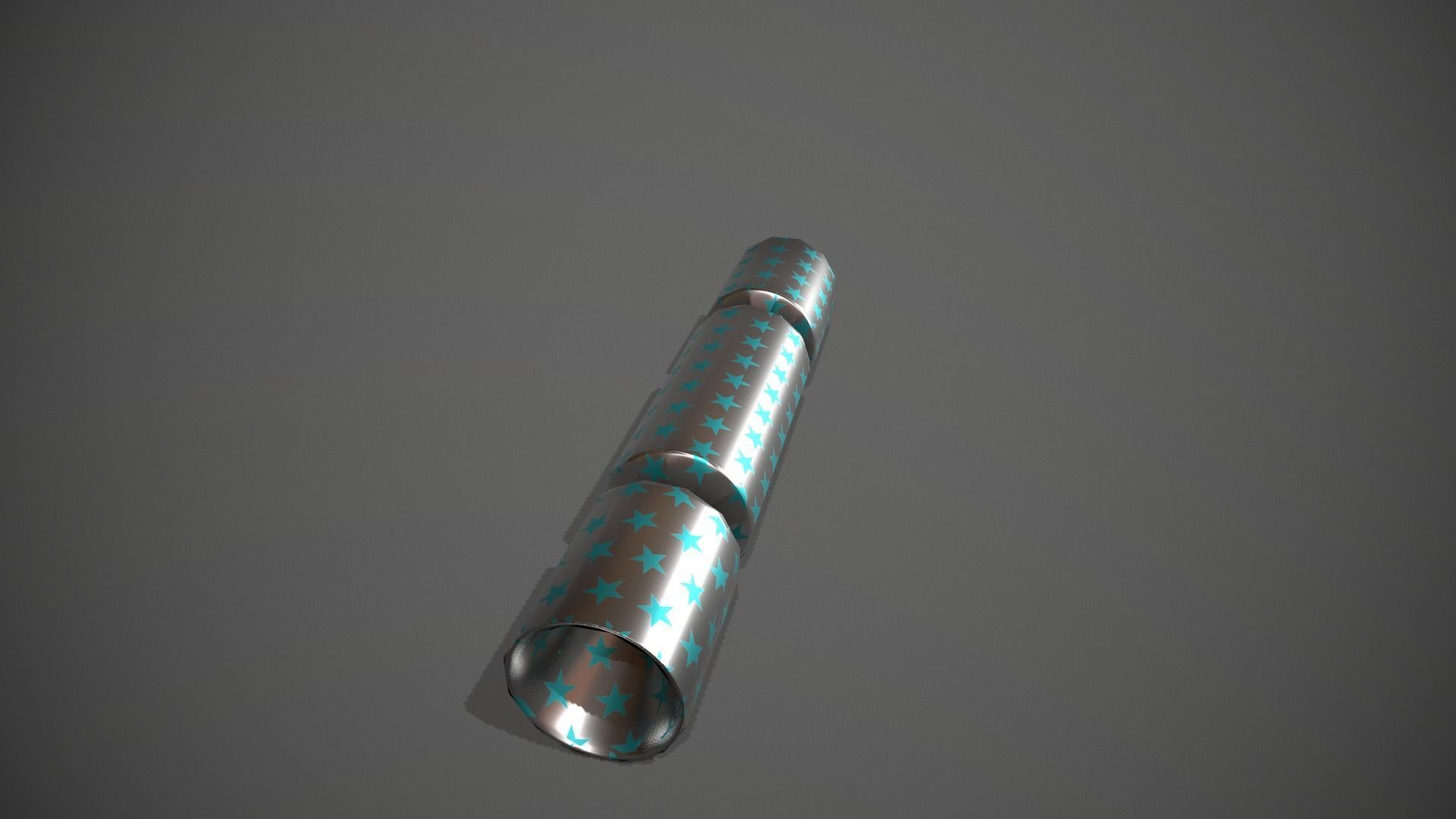 Silver and Blue Stars Christmas Cracker Low-poly 3D model_3