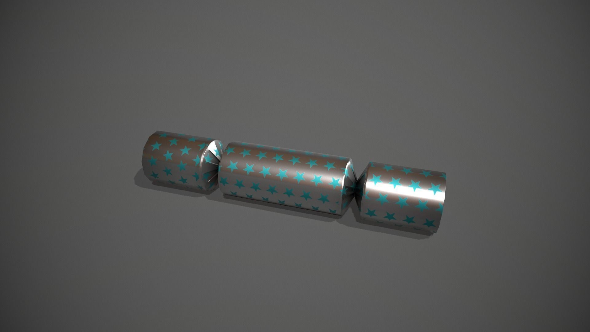 Silver and Blue Stars Christmas Cracker Low-poly 3D model_11