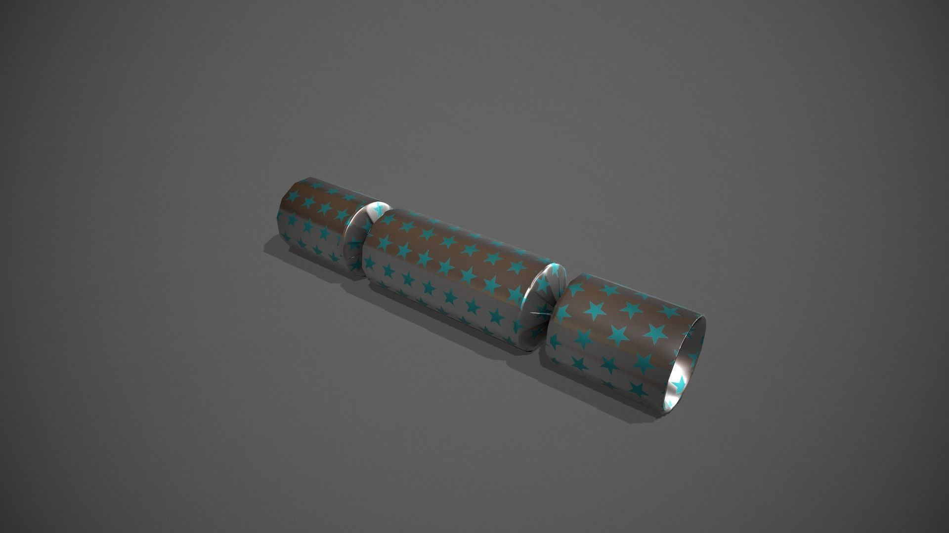 Silver and Blue Stars Christmas Cracker Low-poly 3D model_5