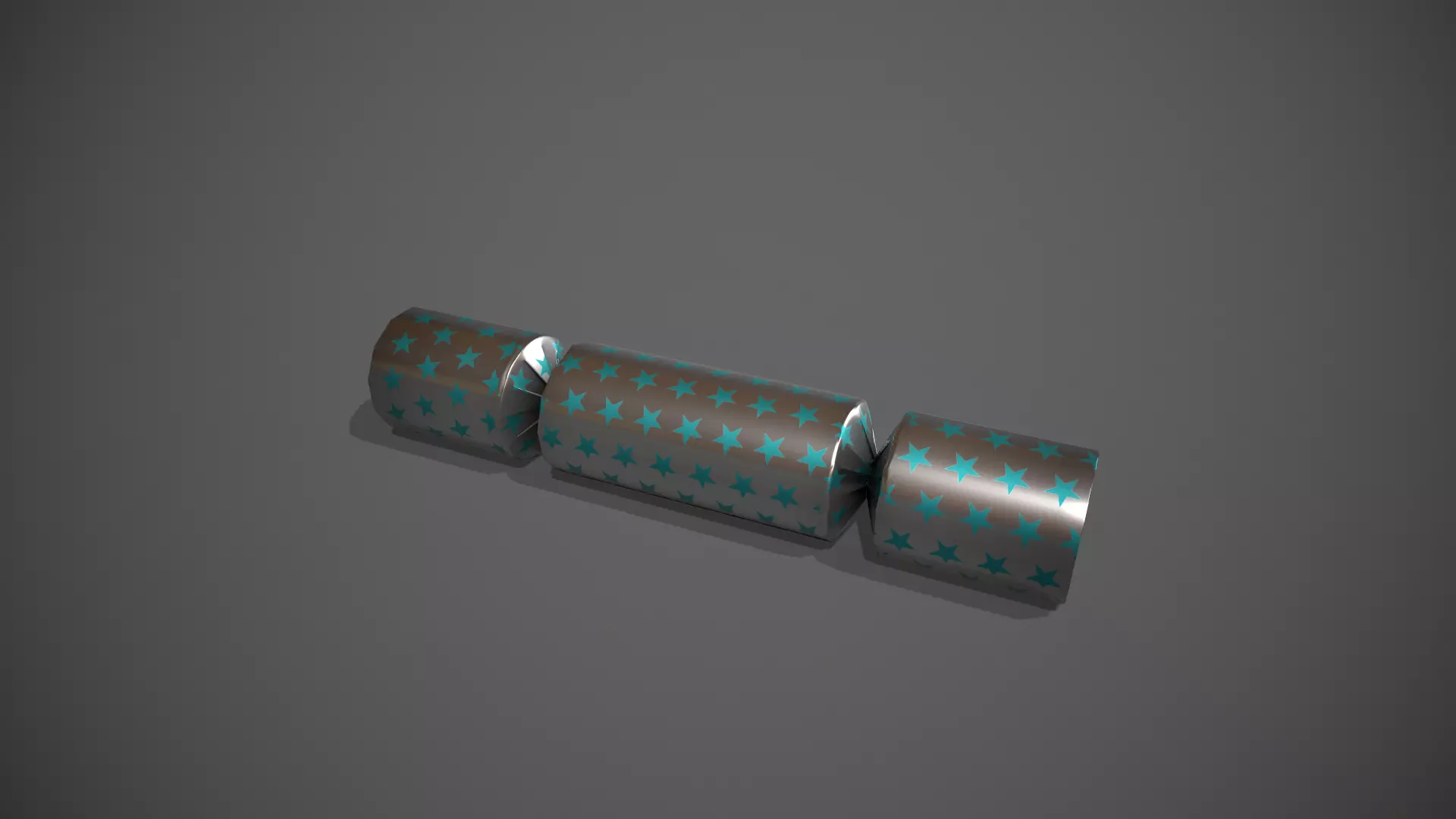 Silver and Blue Stars Christmas Cracker Low-poly 3D model_0
