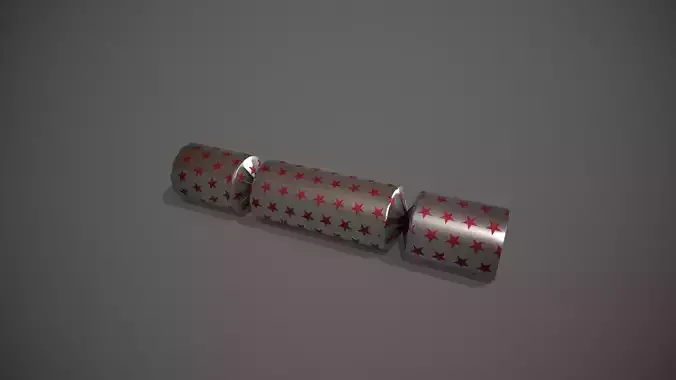 Silver and Red Stars Christmas Cracker Low-poly 3D model