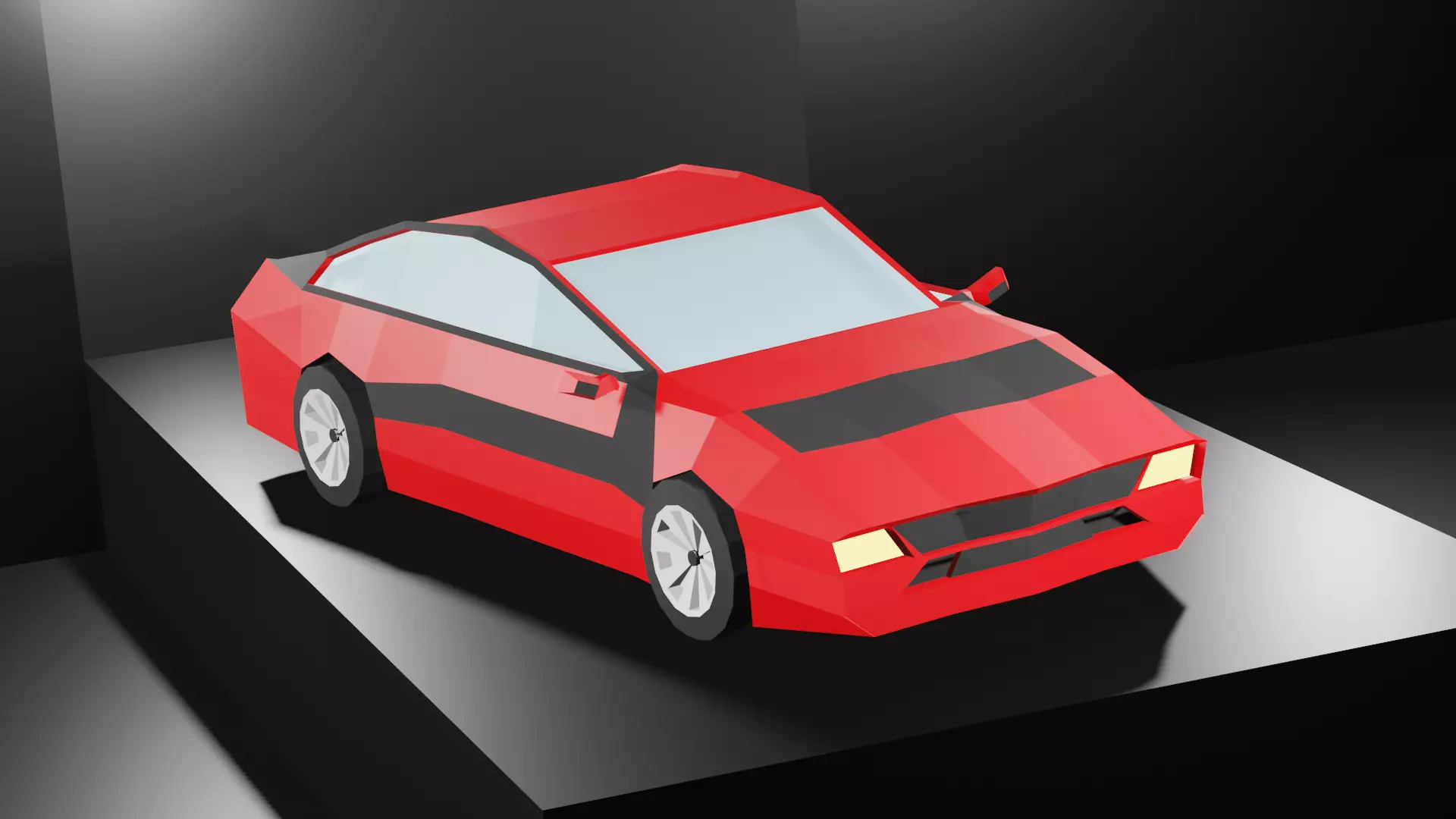 Lowpoly Sport Car - Neon Red Low-poly 3D model