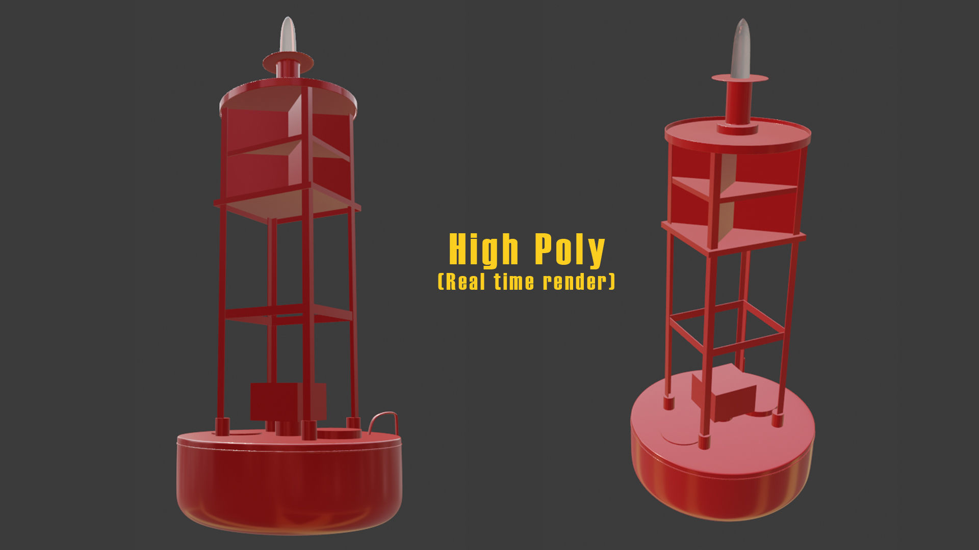Vintage Light Ocean Buoy  Low-poly 3D model_8