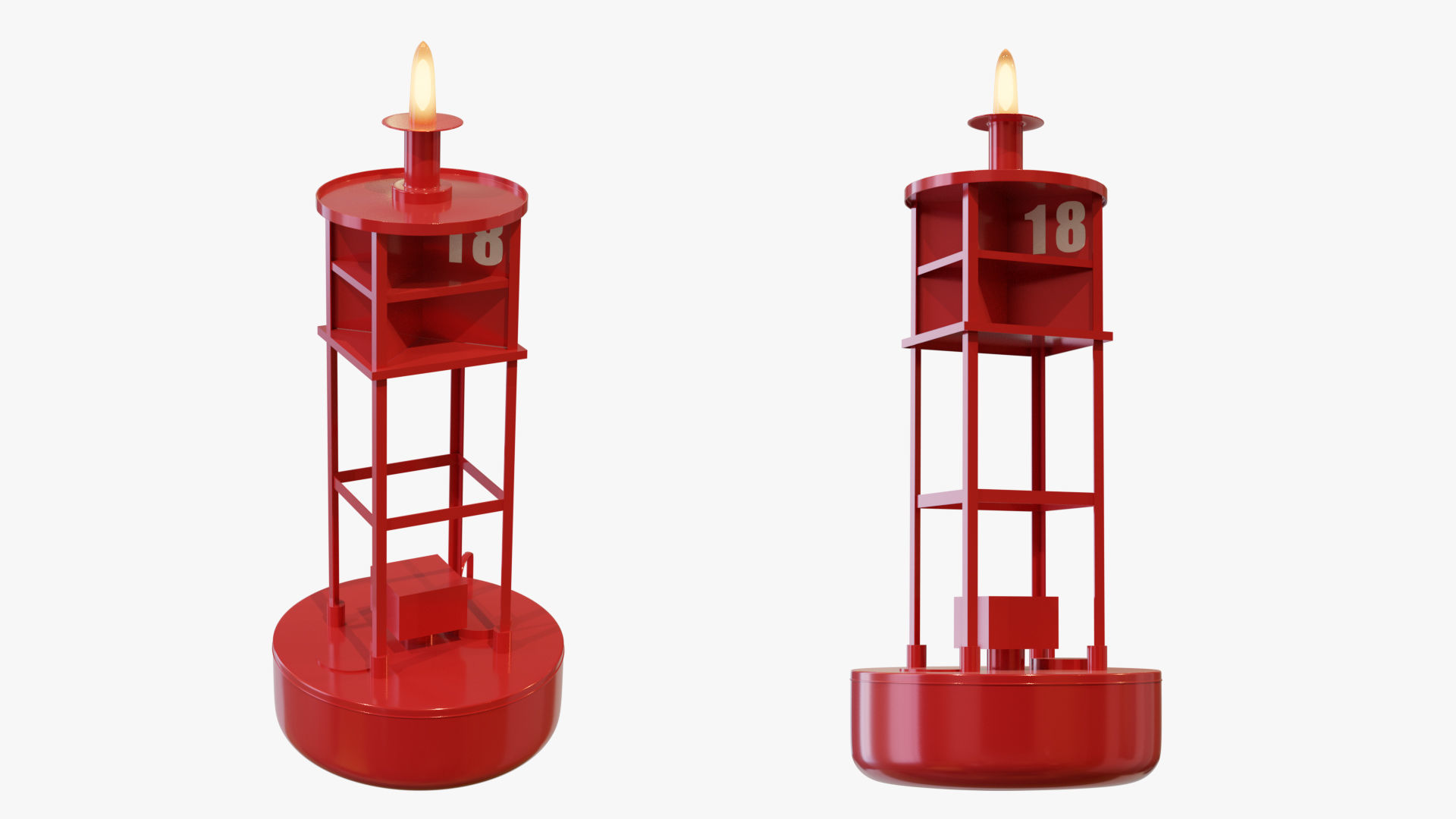 Vintage Light Ocean Buoy  Low-poly 3D model_3