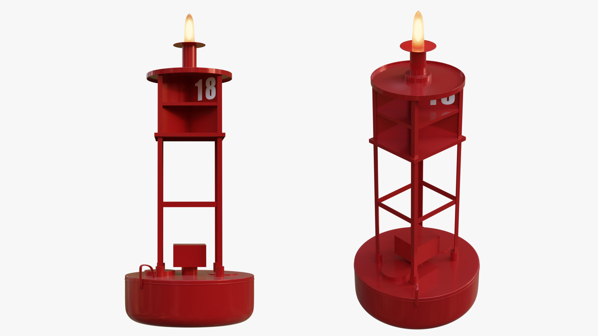 Vintage Light Ocean Buoy  Low-poly 3D model_4