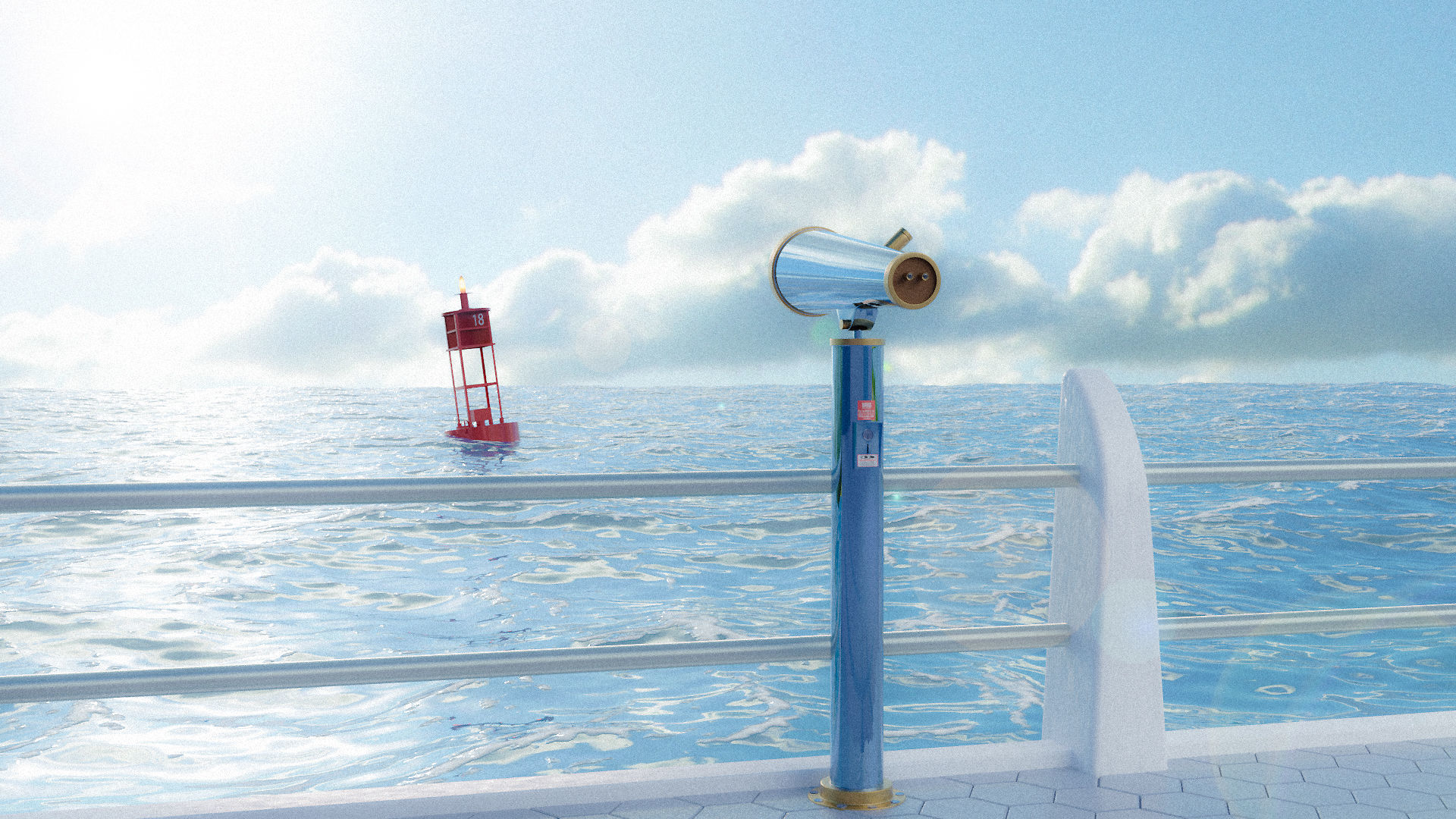 Vintage Light Ocean Buoy  Low-poly 3D model_1