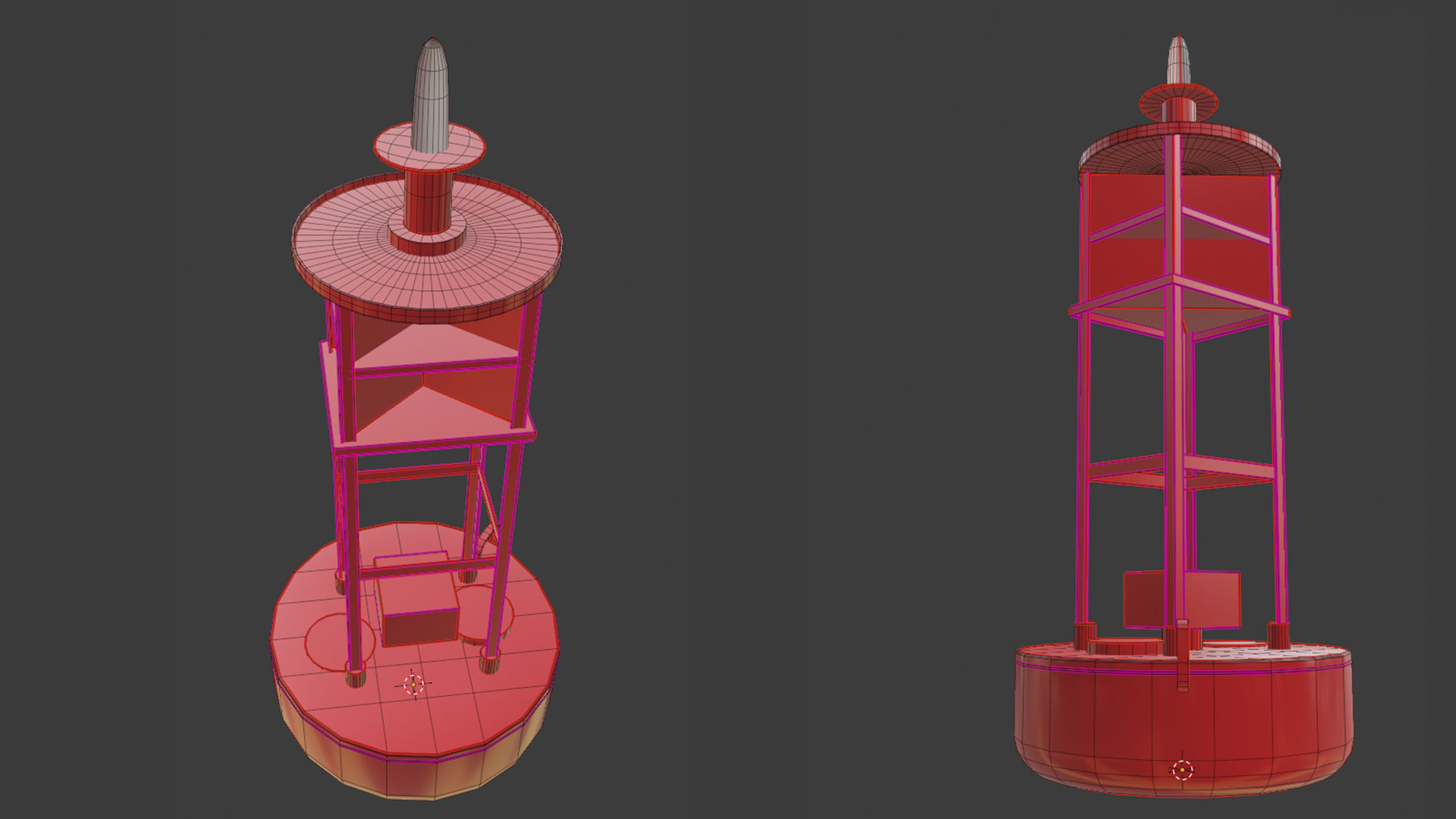 Vintage Light Ocean Buoy  Low-poly 3D model_10